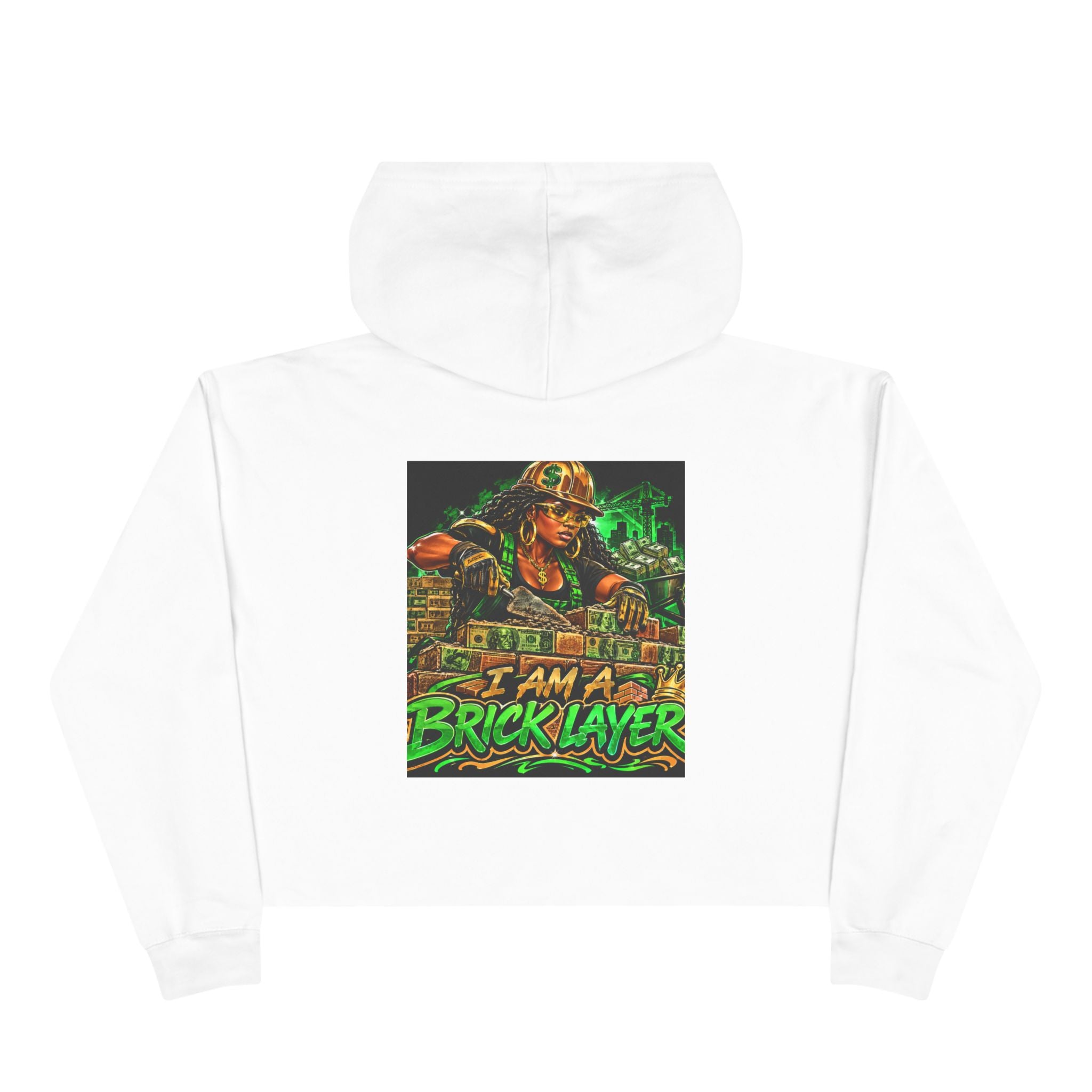 Bricklayer Crop Hoodie — I Am A Bricklayer Graphic Hoodie for Construction Workers