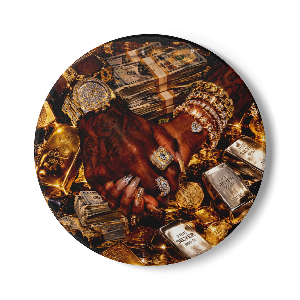 Glitter Heart Ceramic Coaster — Sparkling Gold Confetti Drink Coaster