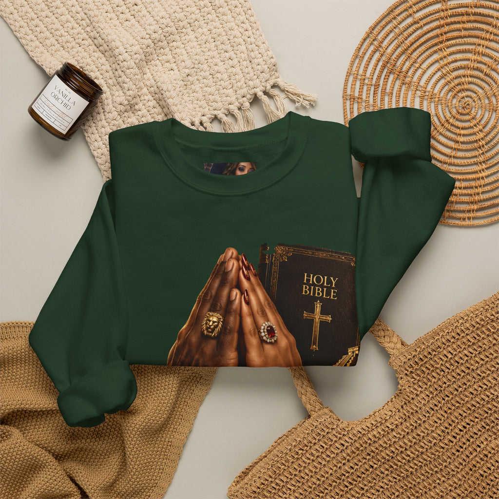 Holy Bible Praying Hands Religious Crewneck Sweatshirt