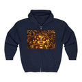 Medusa Gold Face Zip Hoodie — Mythic Snake Hair Art Zip-Up Sweatshirt