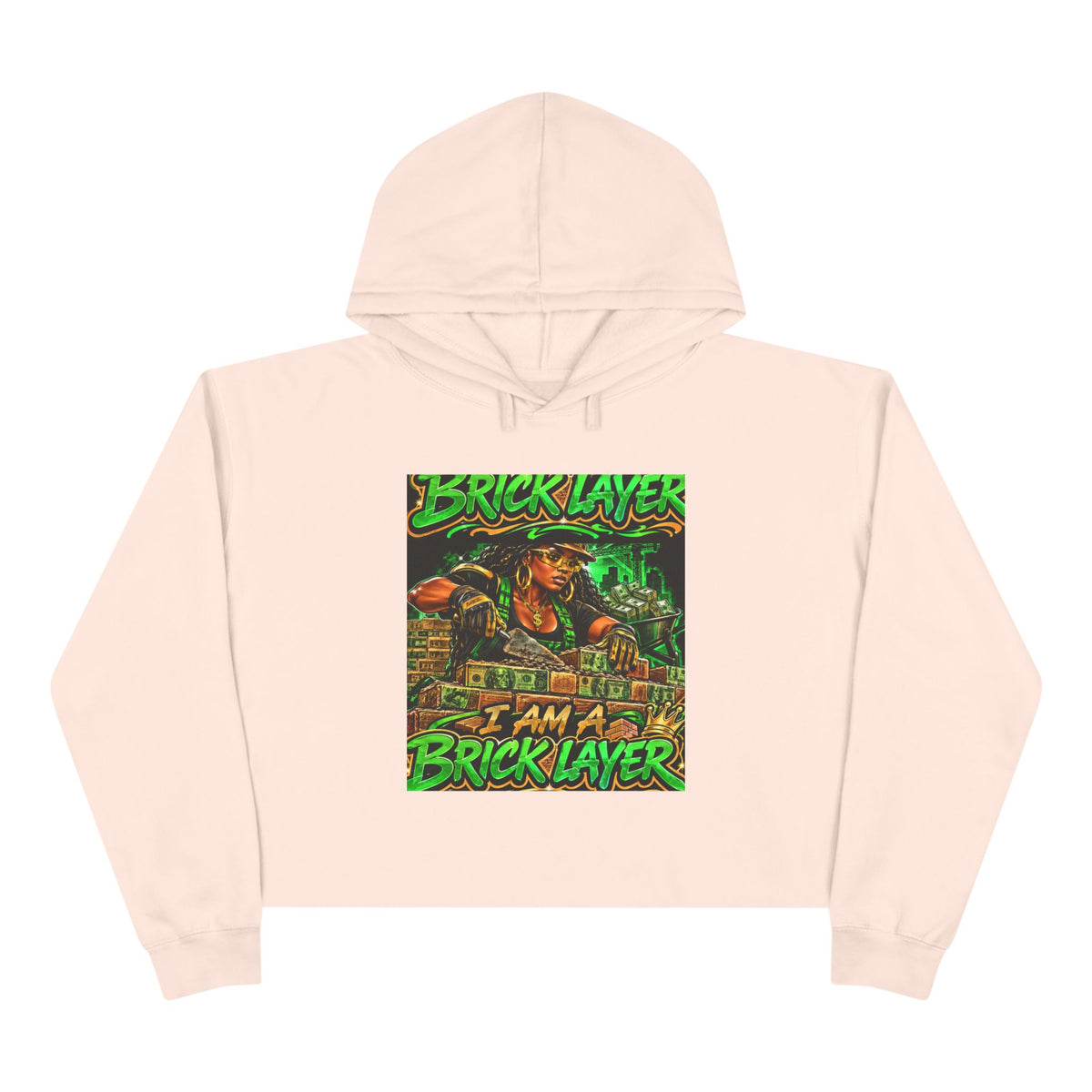 Bricklayer Crop Hoodie — I Am A Bricklayer Graphic Hoodie for Construction Workers