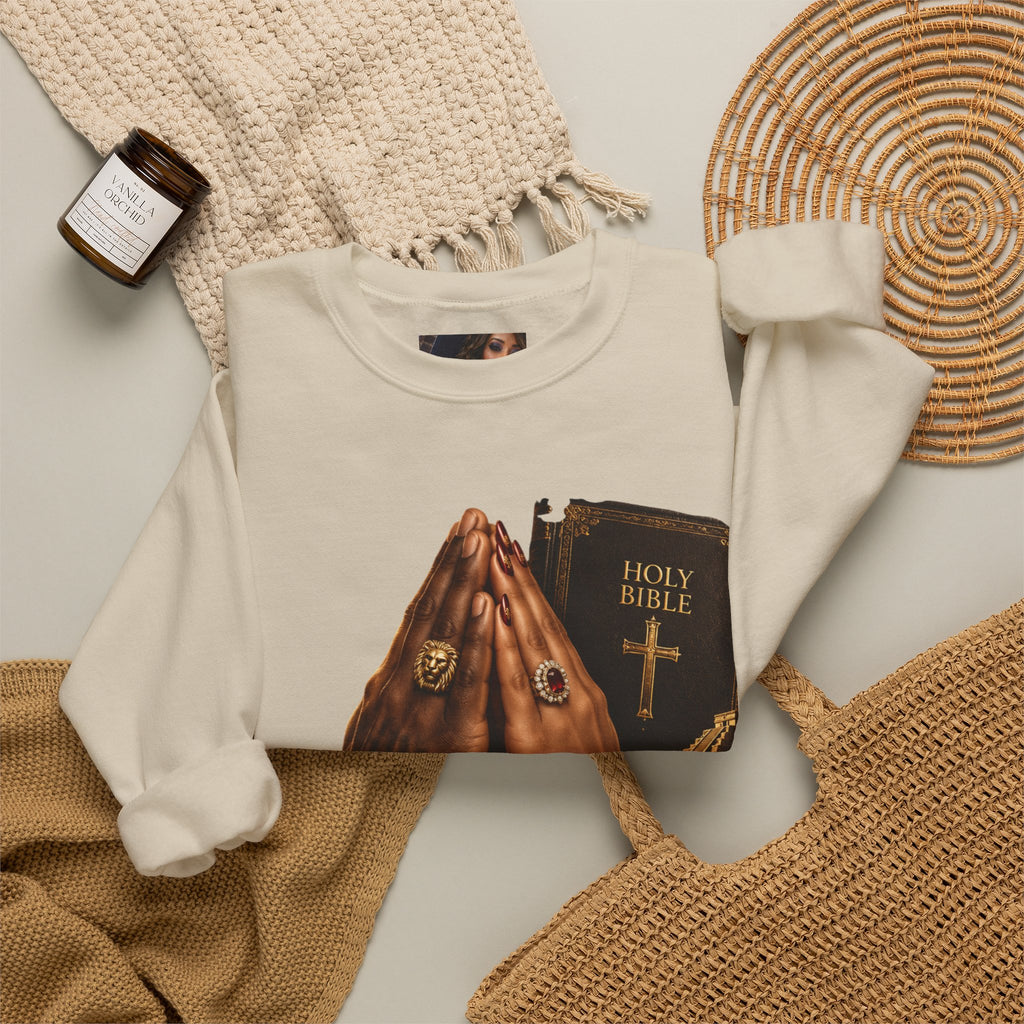Holy Bible Praying Hands Religious Crewneck Sweatshirt