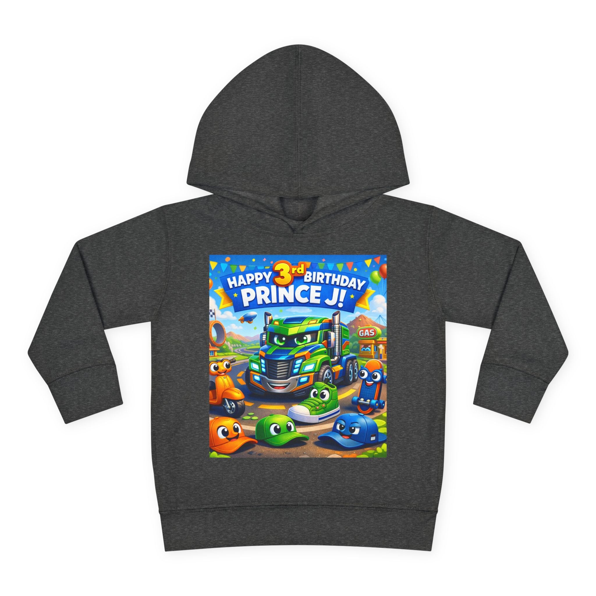Toddler Hoodie — Colorful Birthday Truck & Candy Party Kids Pullover