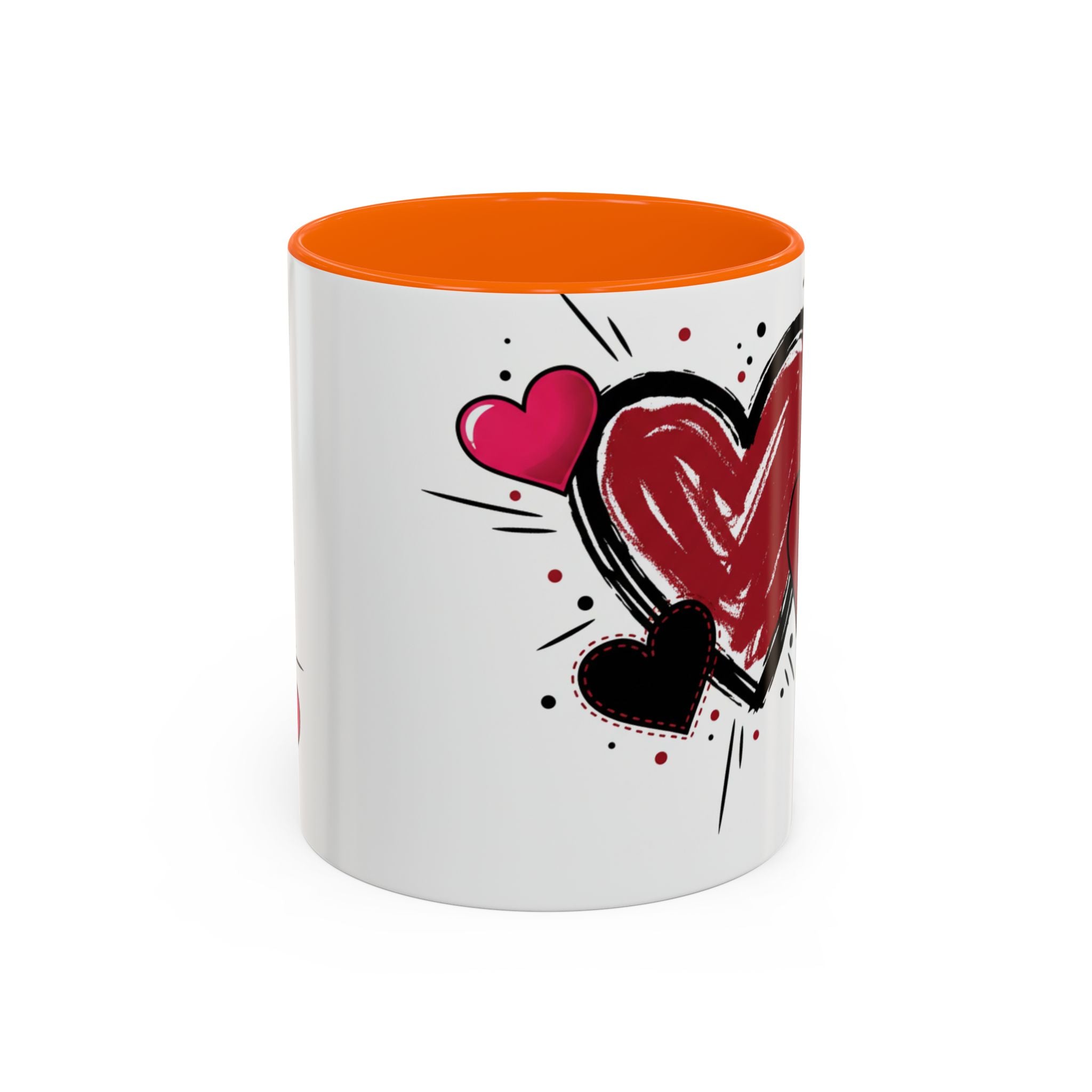 Hand-Drawn Hearts Accent Coffee Mug – Romantic Valentine’s Day Gift (11/15oz)