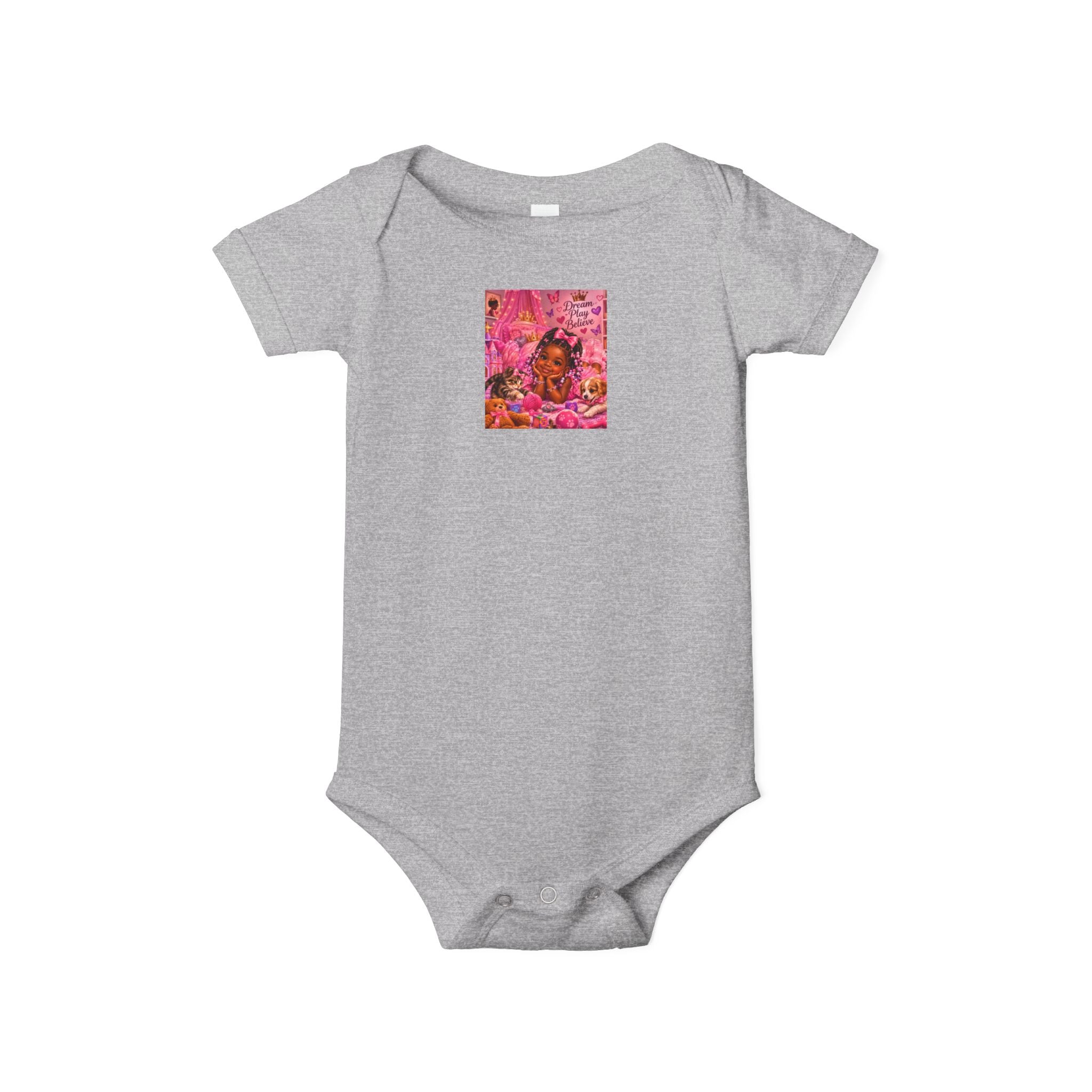 Pink Floral Baby Onesie – Cute Nursery Art Infant Jersey One Piece