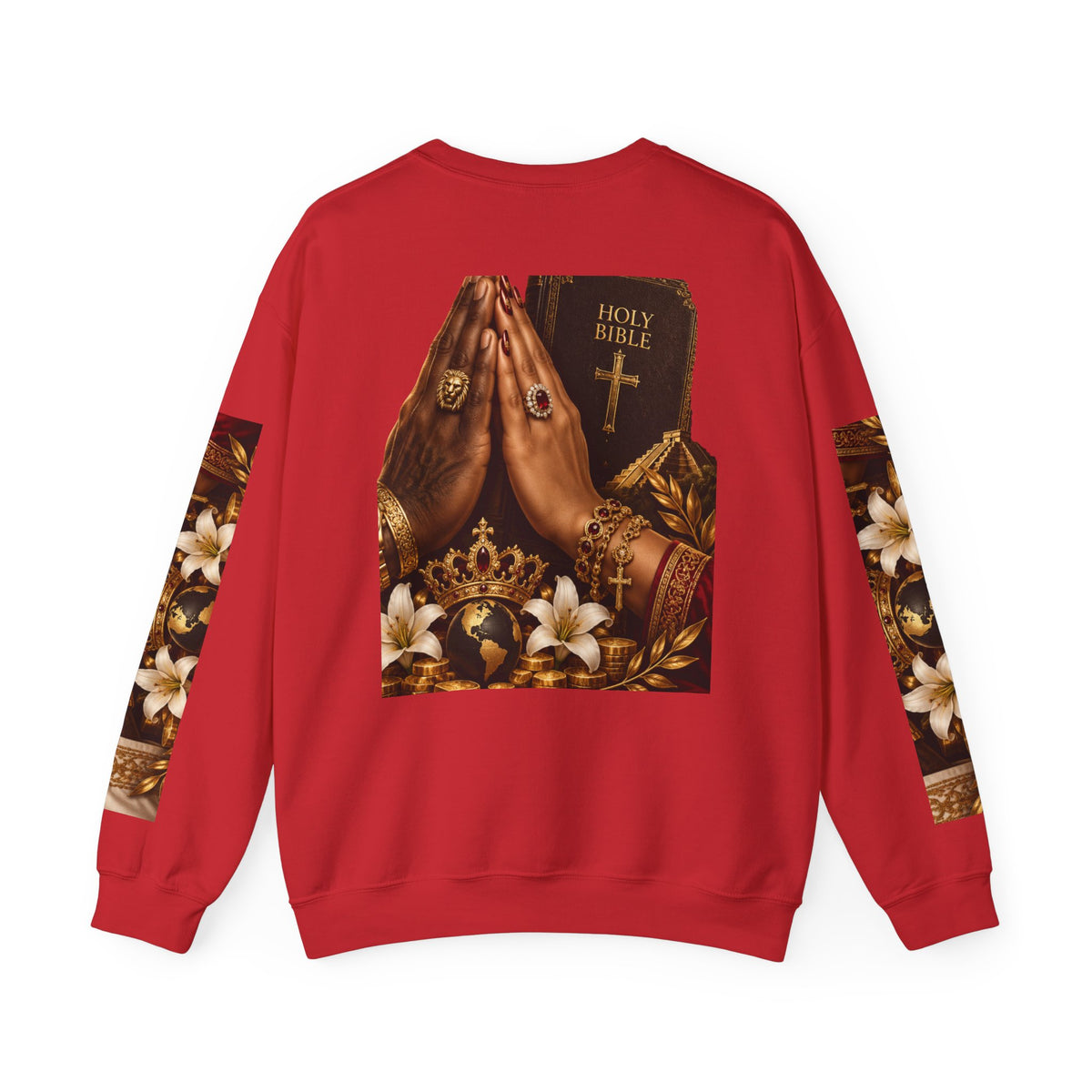 Holy Bible Praying Hands Religious Crewneck Sweatshirt