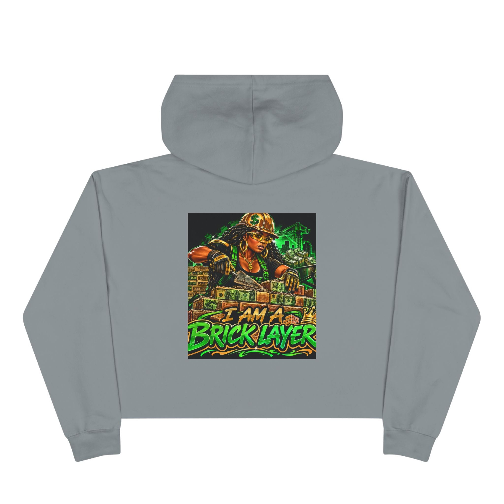 Bricklayer Crop Hoodie — I Am A Bricklayer Graphic Hoodie for Construction Workers