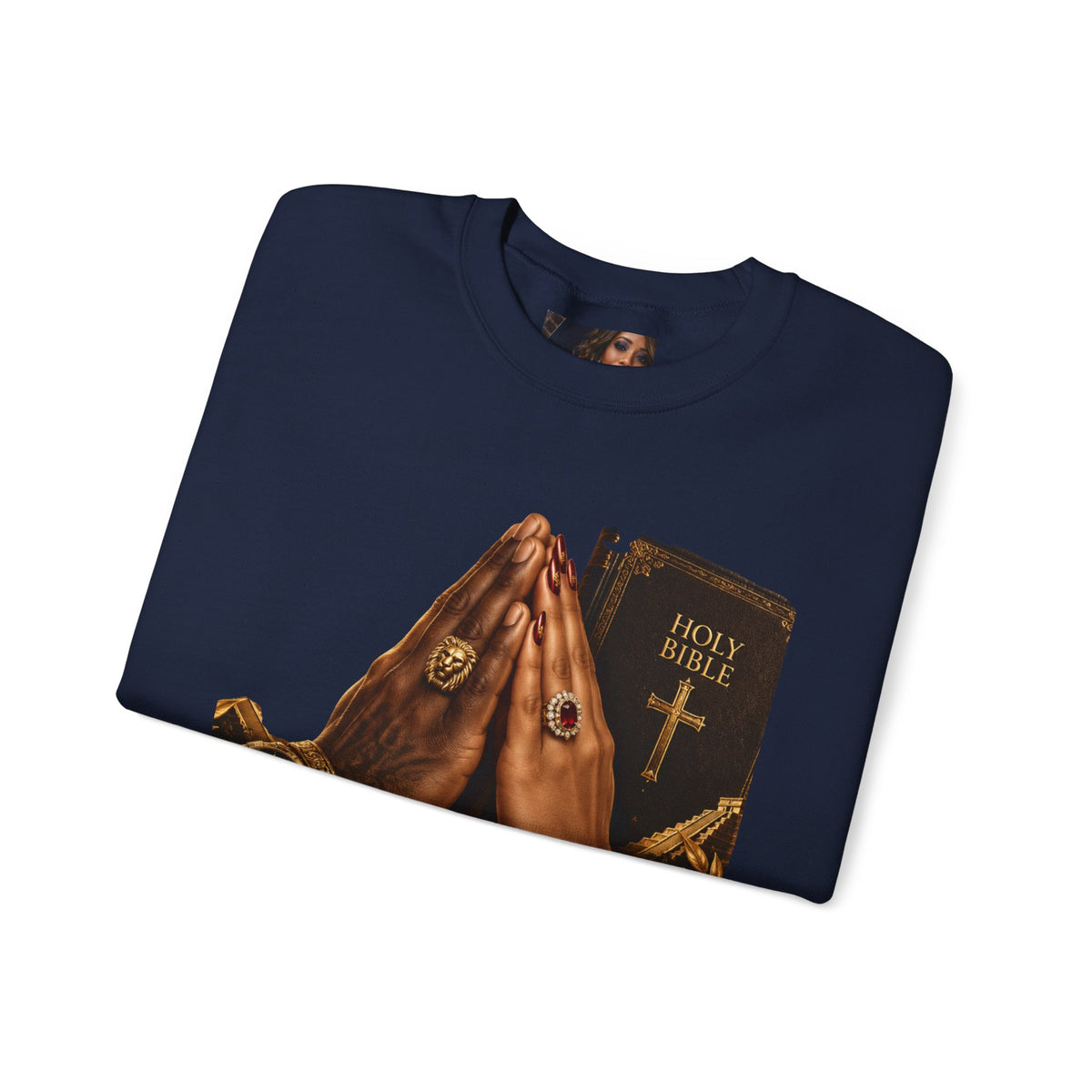 Holy Bible Praying Hands Religious Crewneck Sweatshirt