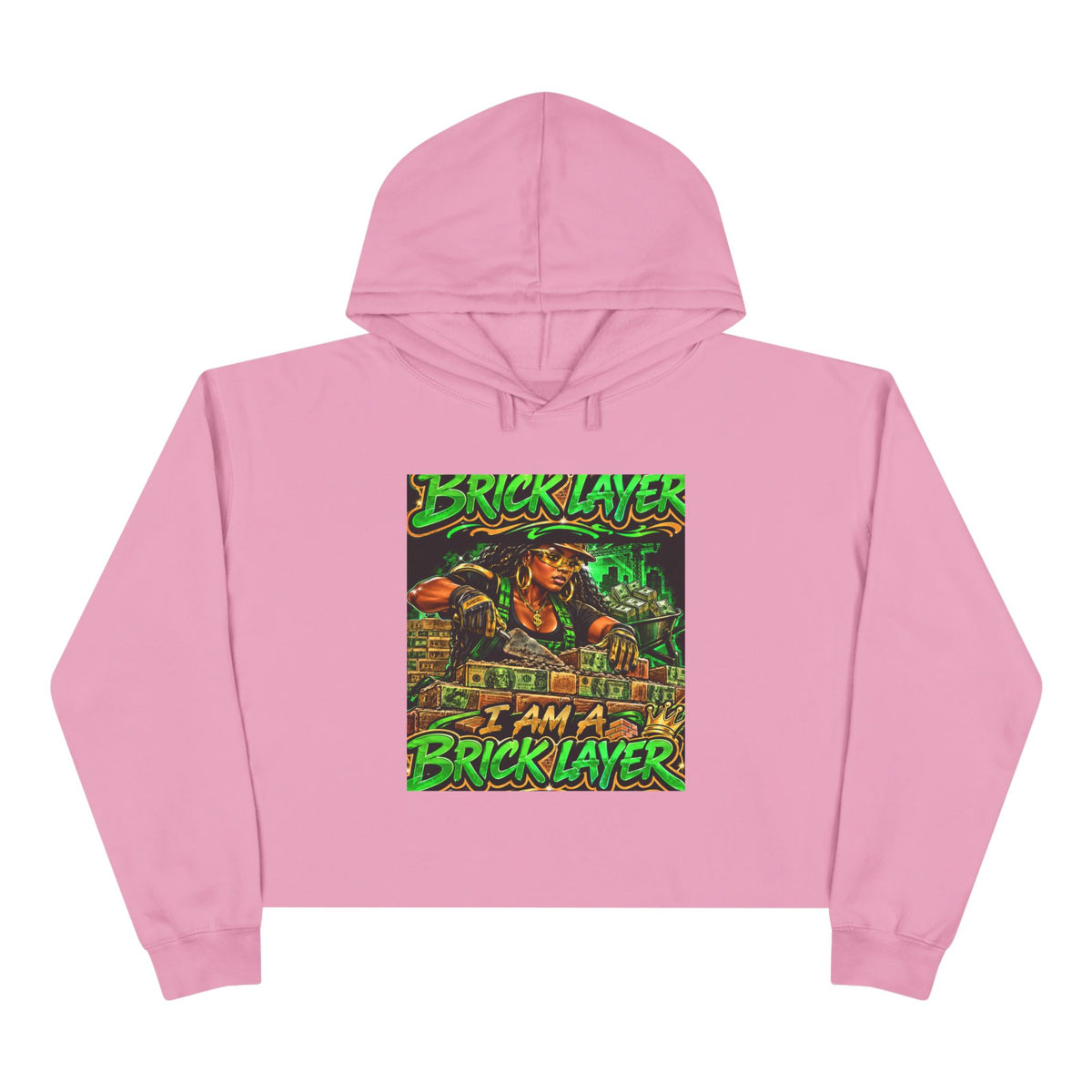 Bricklayer Crop Hoodie — I Am A Bricklayer Graphic Hoodie for Construction Workers