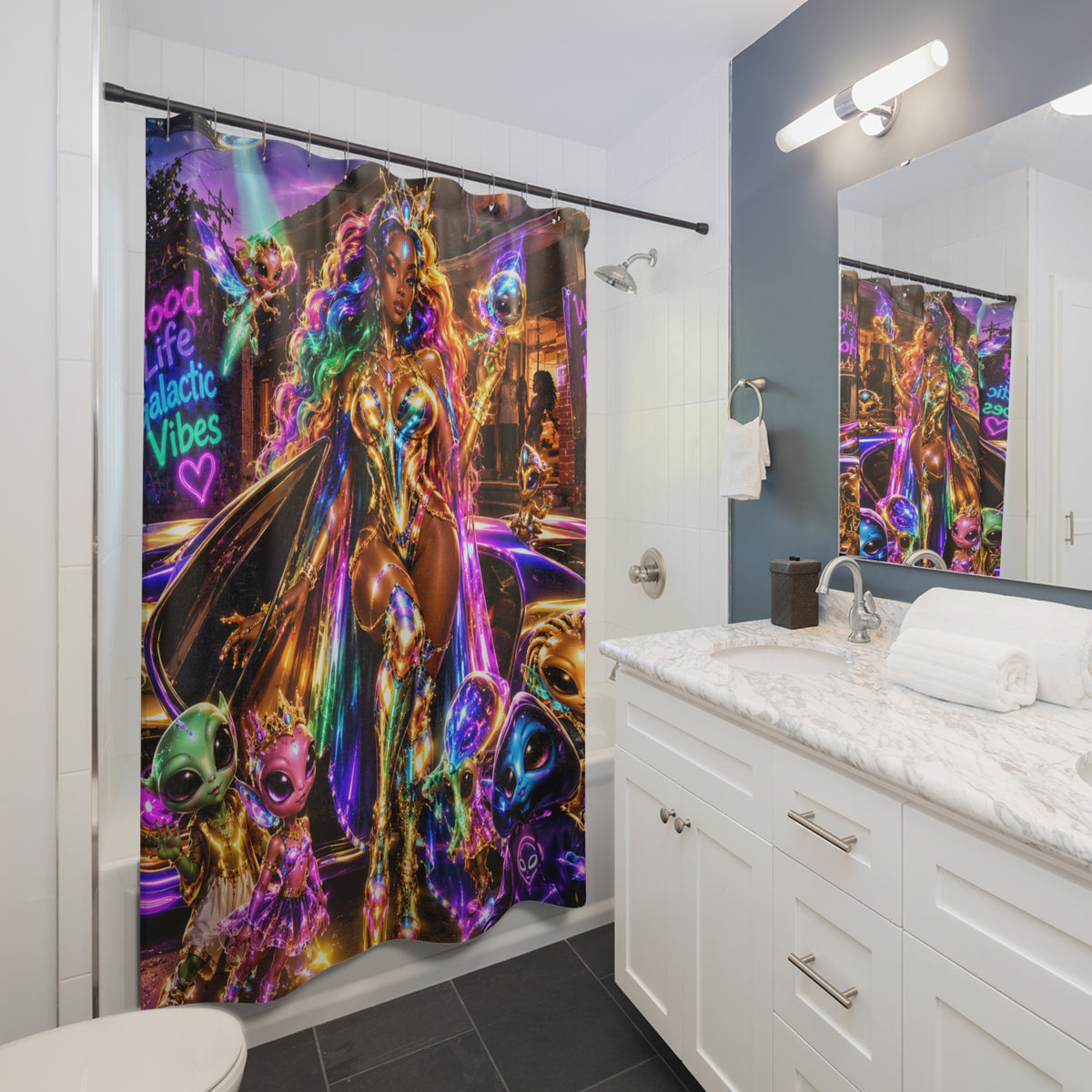 Cosmic Fantasy Goddess Shower Curtain