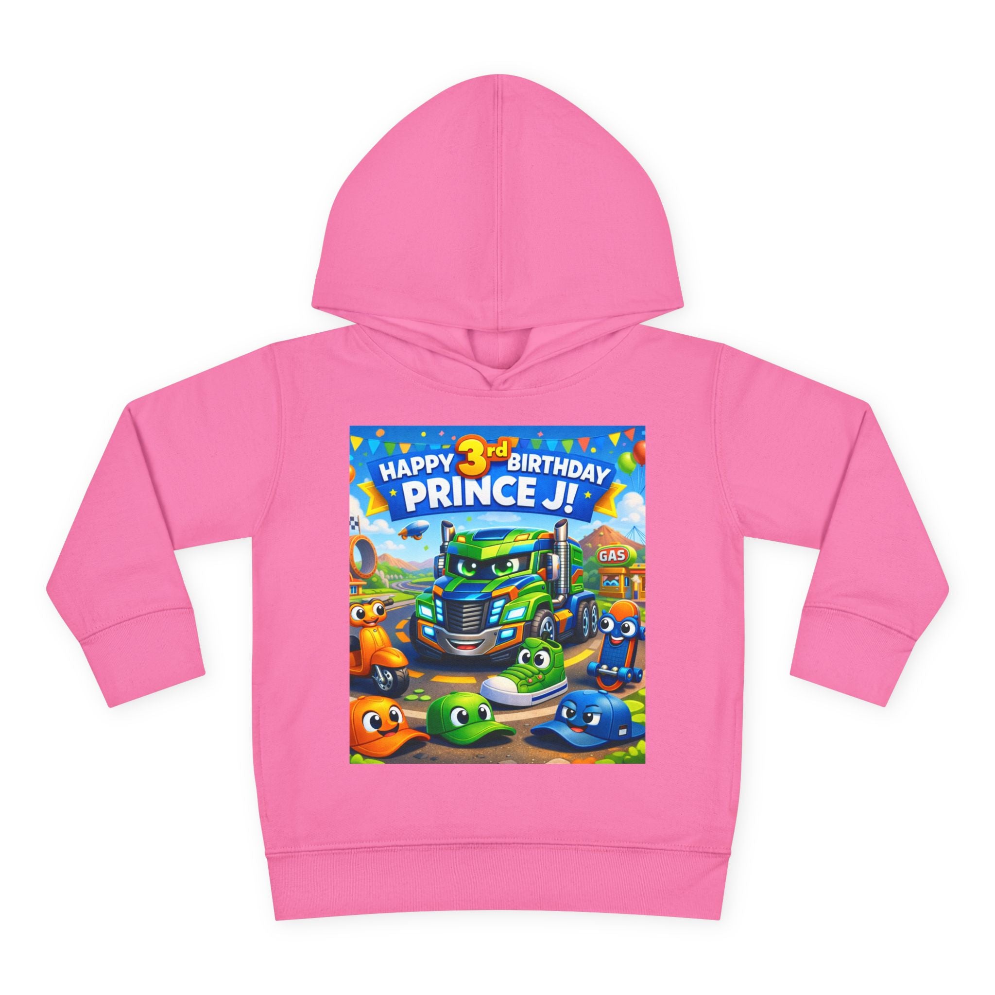 Toddler Hoodie — Colorful Birthday Truck & Candy Party Kids Pullover