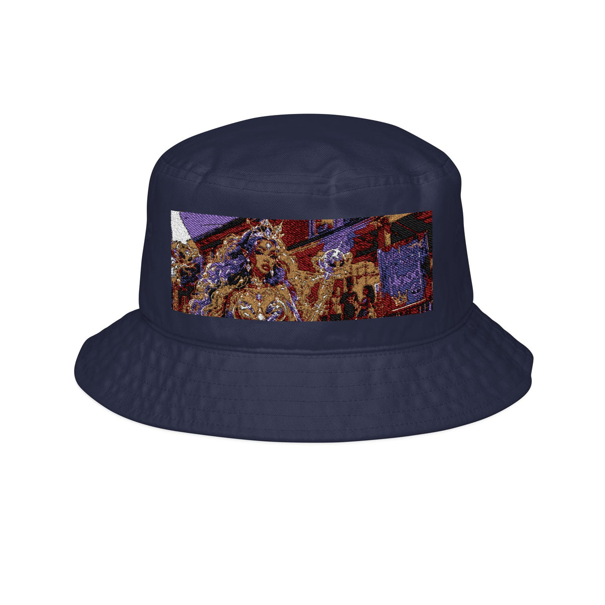 Embroidered Rose Hedge Bucket Hat — Floral Garden Patch Embroidery