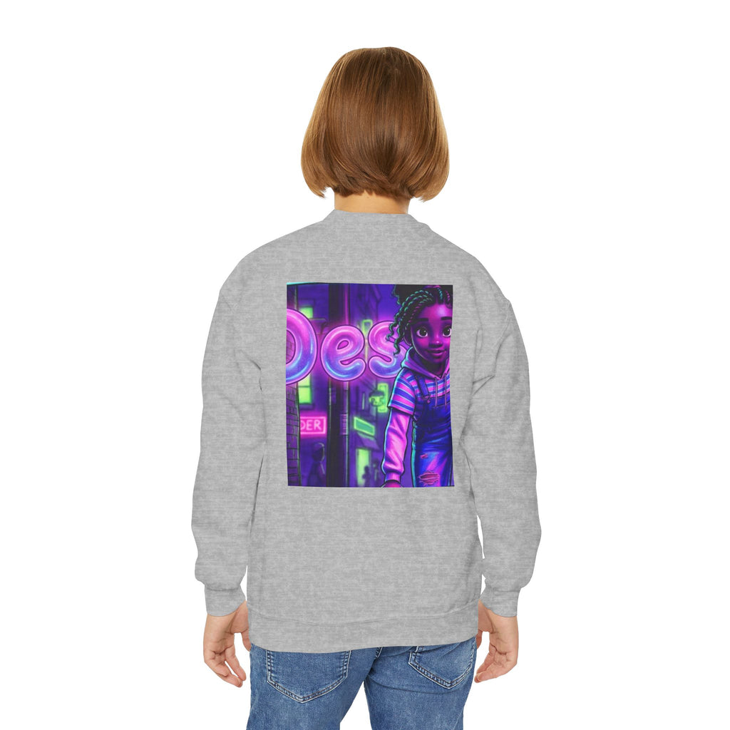 Youth “Destiny” Retro Neon Graphic Crewneck Sweatshirt