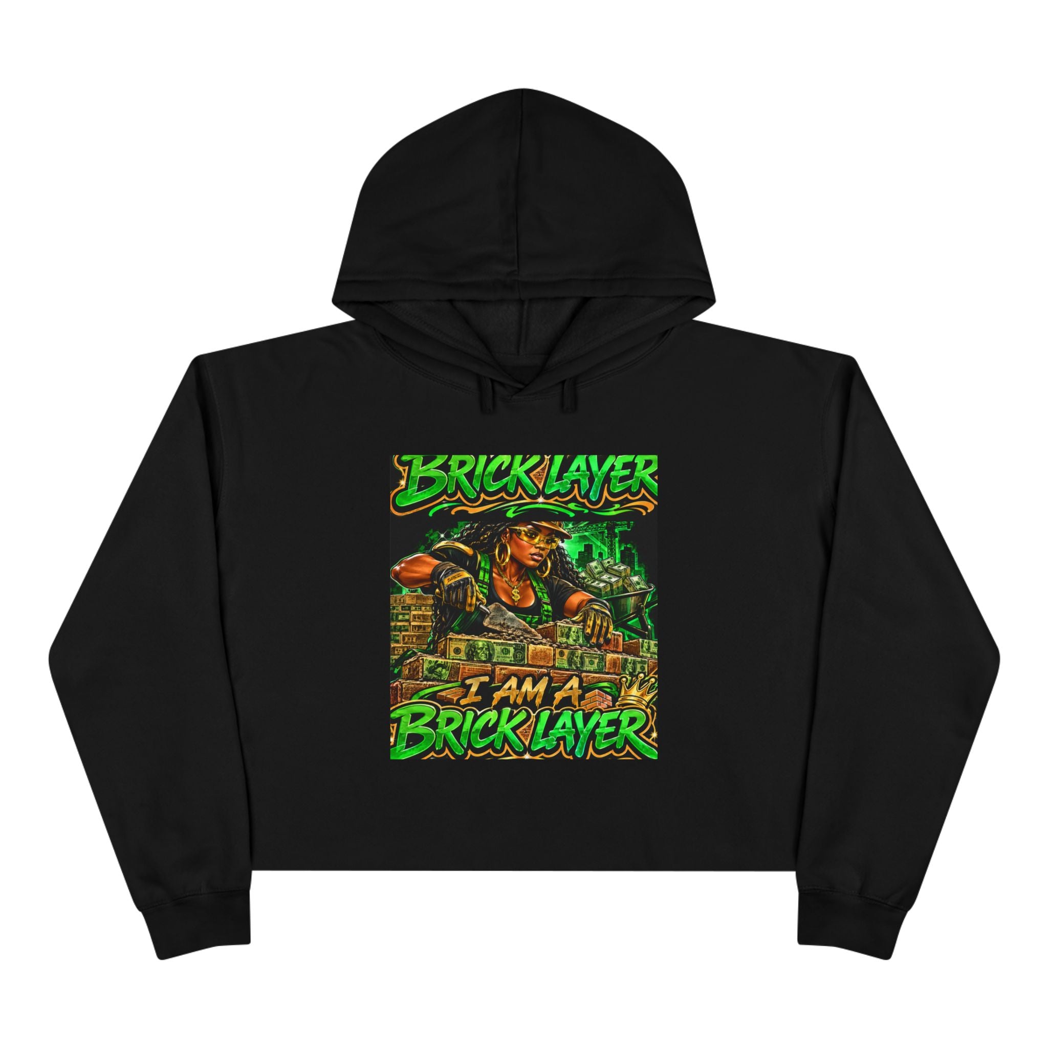 Bricklayer Crop Hoodie — I Am A Bricklayer Graphic Hoodie for Construction Workers