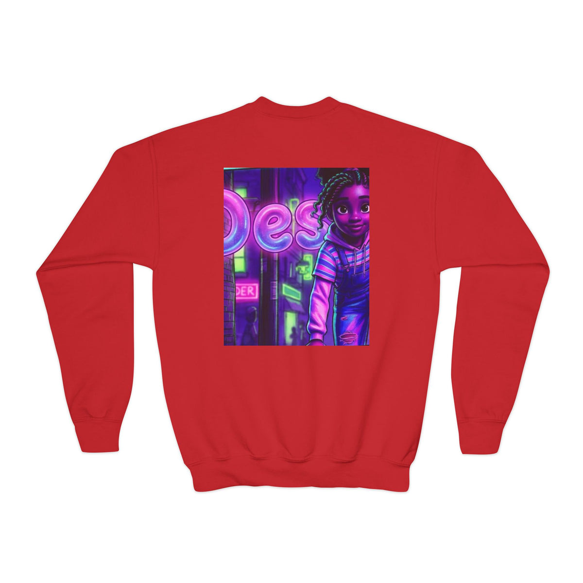 Youth “Destiny” Retro Neon Graphic Crewneck Sweatshirt