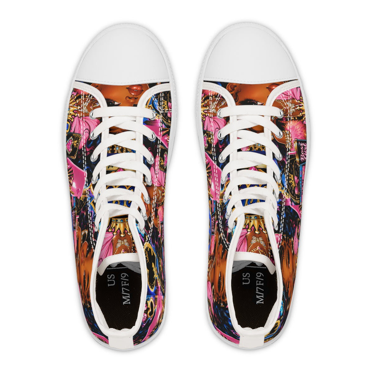 Women's High Top Sneakers – Colorful Urban Pop Art Collage Shoes