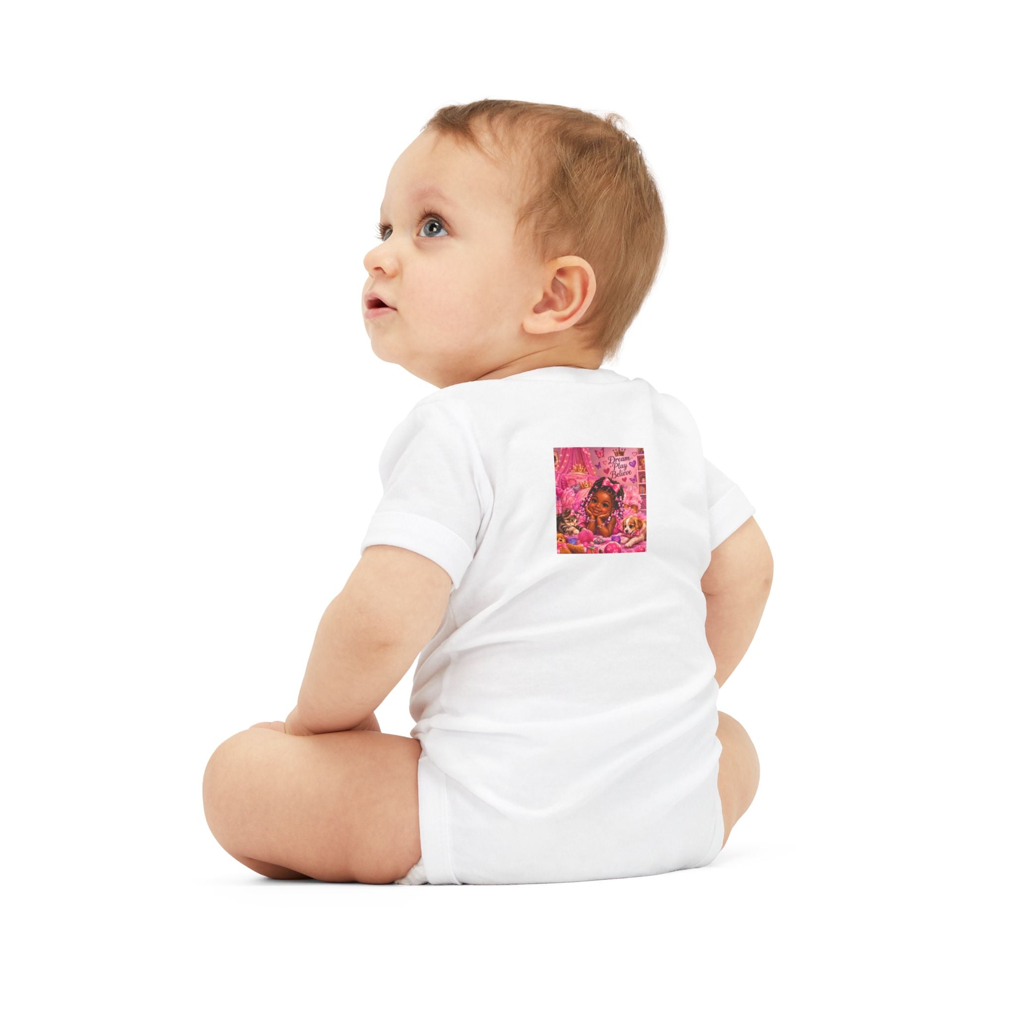 Pink Floral Baby Onesie – Cute Nursery Art Infant Jersey One Piece