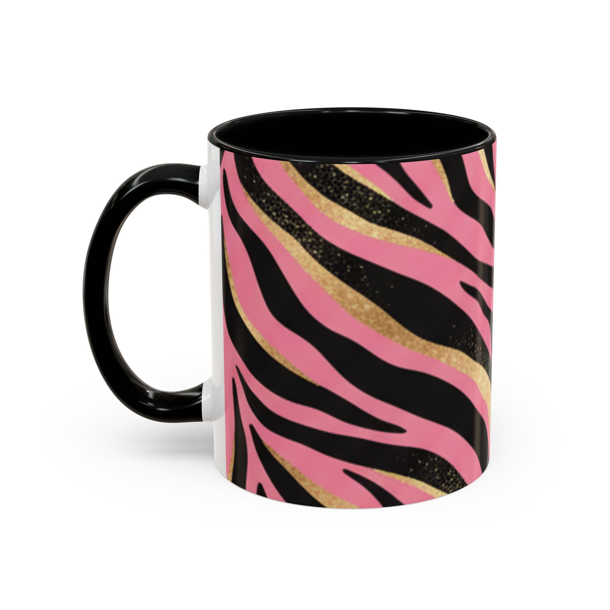 Pink & Gold Zebra Accent Coffee Mug — Stylish Animal Print Ceramic Mug (11/15oz)