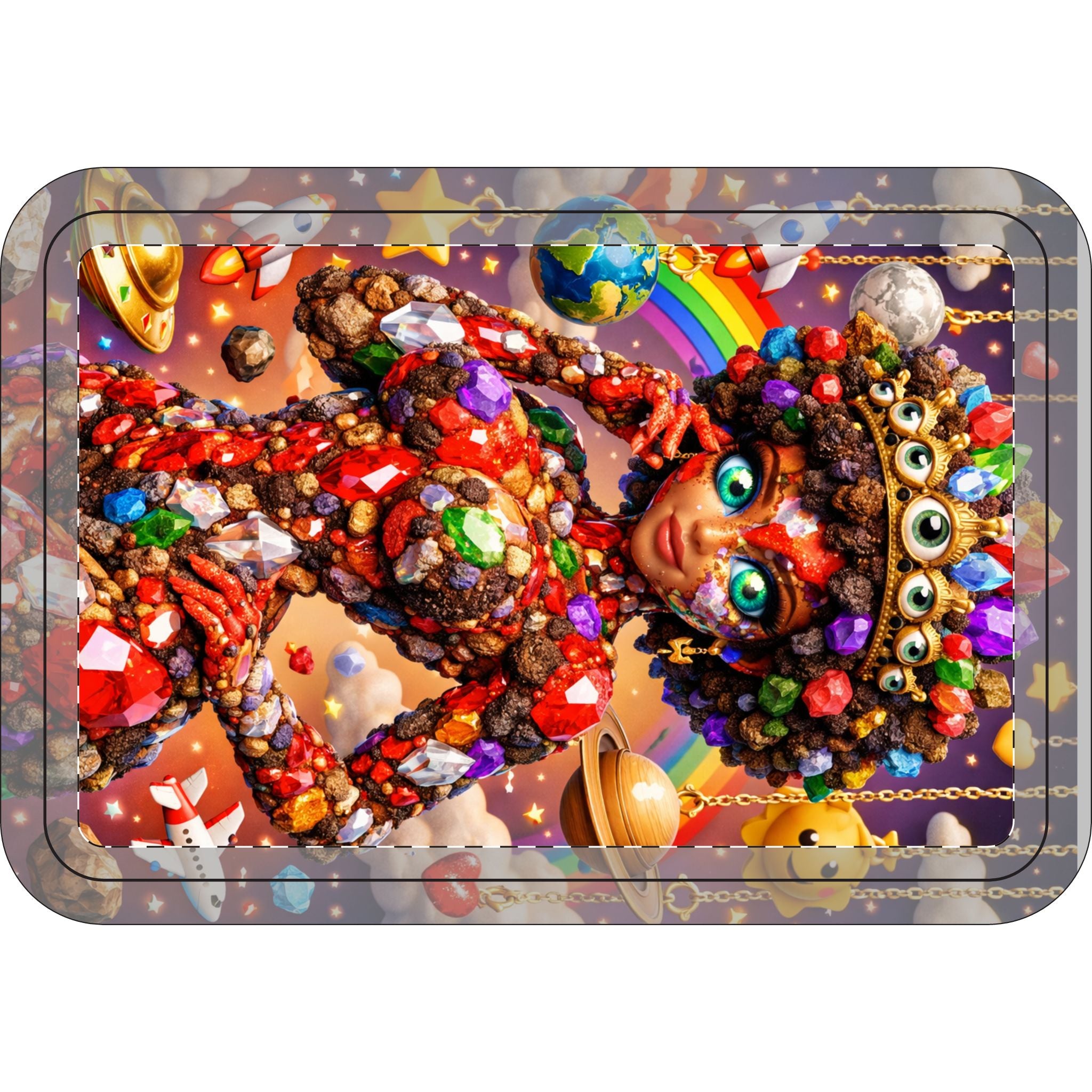 Psychedelic Gem Goddess Toilet Set — 3-Piece Bathroom Mat & Lid Cover
