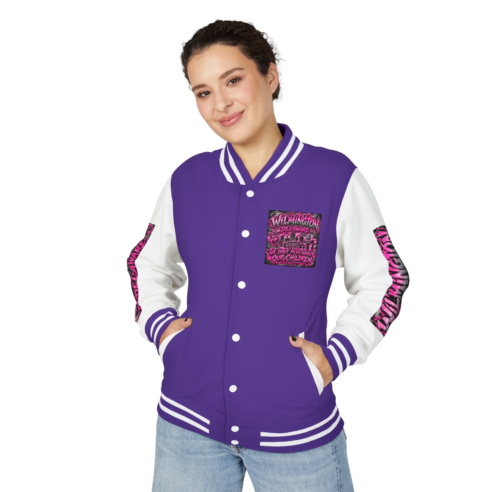 Wilmington Delaware Letterman Jacket — 'We Don't Play About Our Children' Varsity Coat