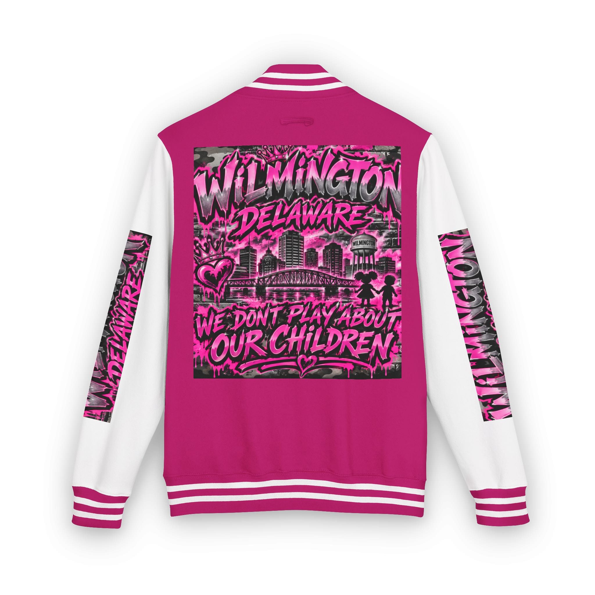 Wilmington Delaware Letterman Jacket — 'We Don't Play About Our Children' Varsity Coat