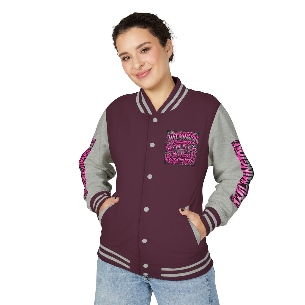 Wilmington Delaware Letterman Jacket — 'We Don't Play About Our Children' Varsity Coat