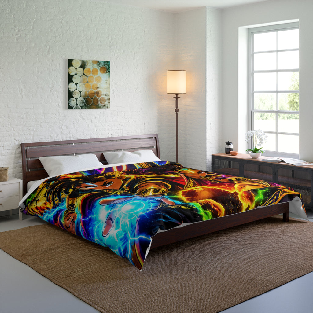 Magical Afro Warrior Comforter — Vibrant African Fantasy Bedspread