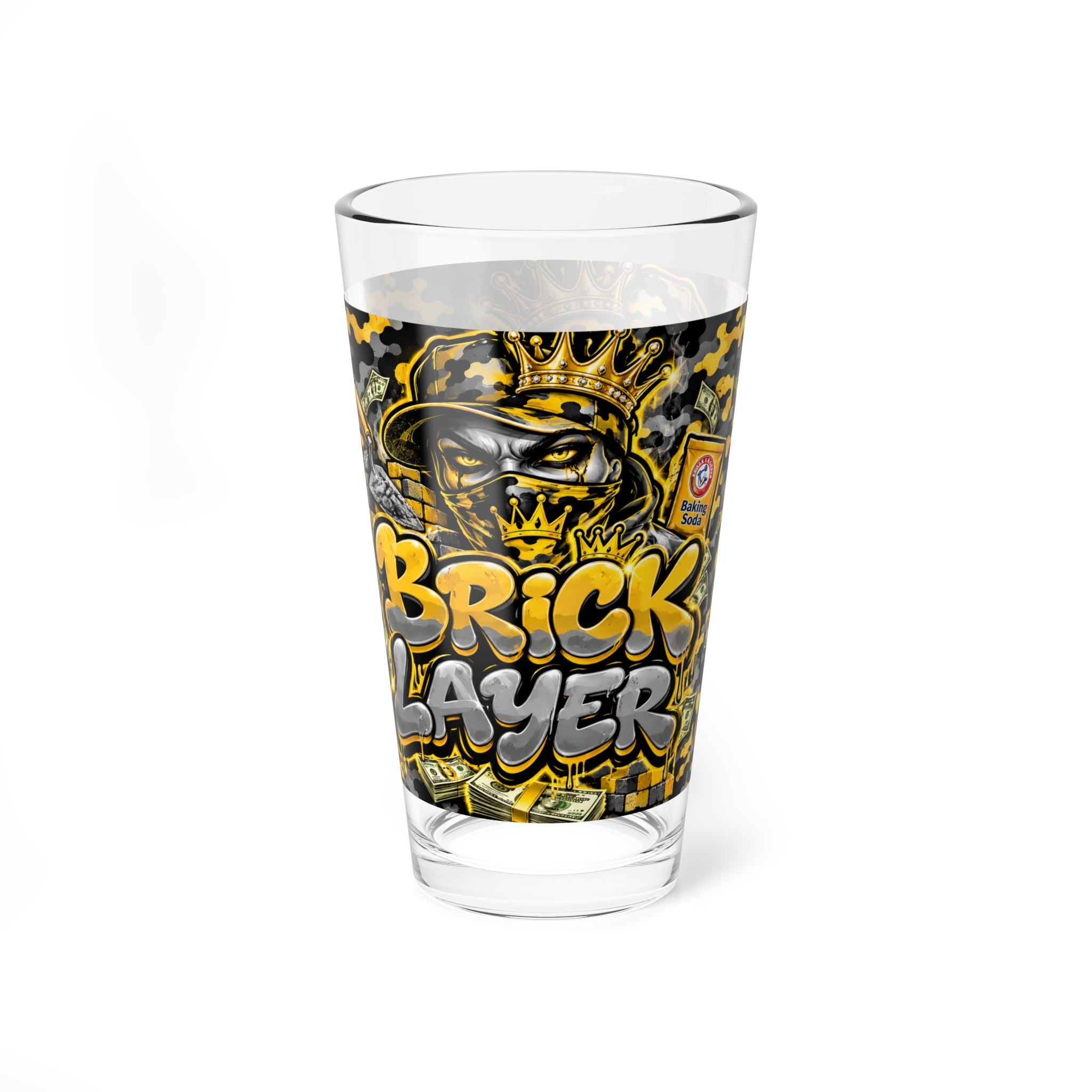 Bricklayer Graffiti Mixing Glass — 16oz Street Art Pint Glass
