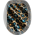 Leopard Print Toilet 3-Piece Bath Set — Blue Accent Bathroom Rug & Lid Cover