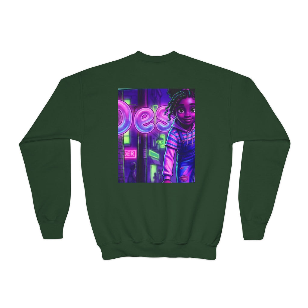 Youth “Destiny” Retro Neon Graphic Crewneck Sweatshirt