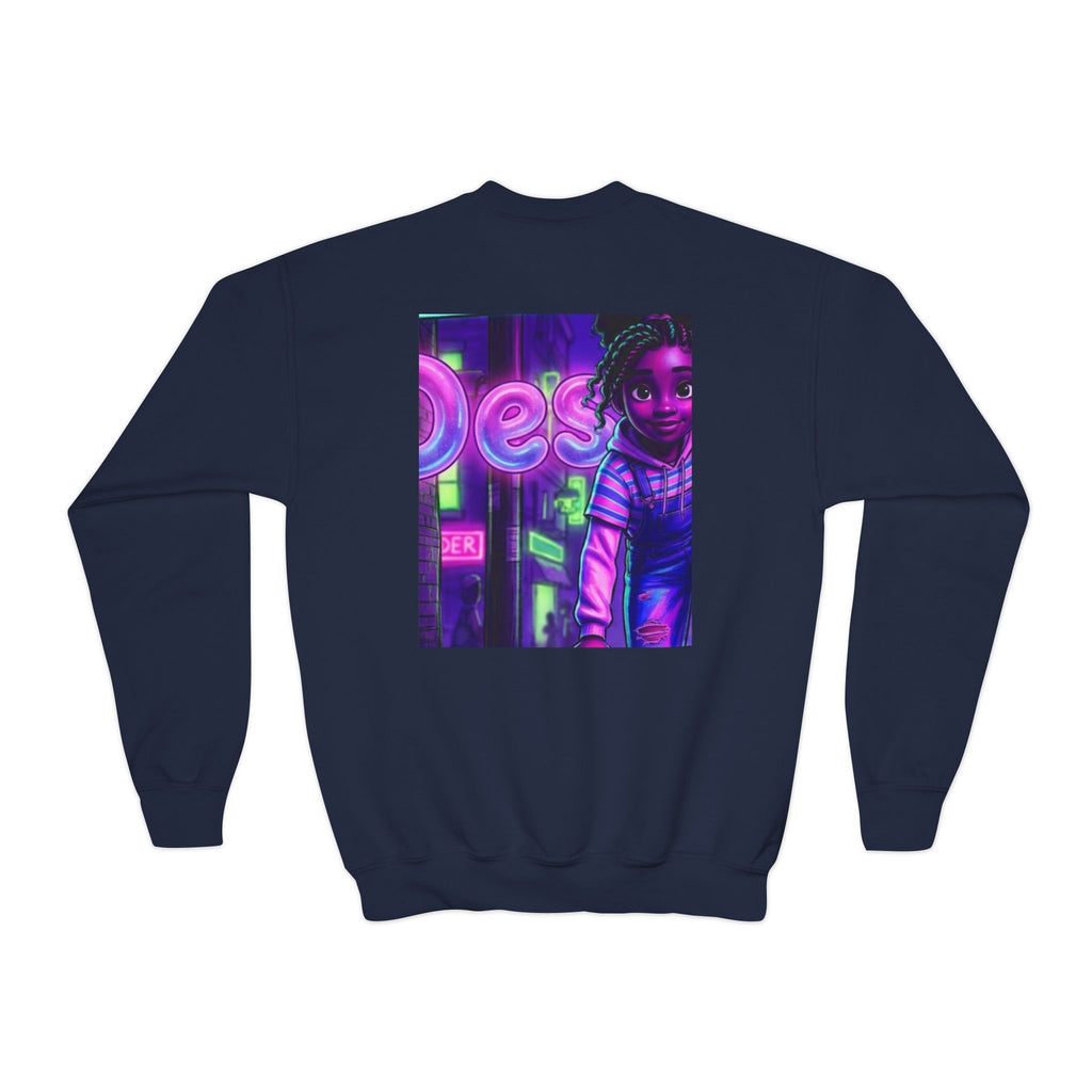 Youth “Destiny” Retro Neon Graphic Crewneck Sweatshirt