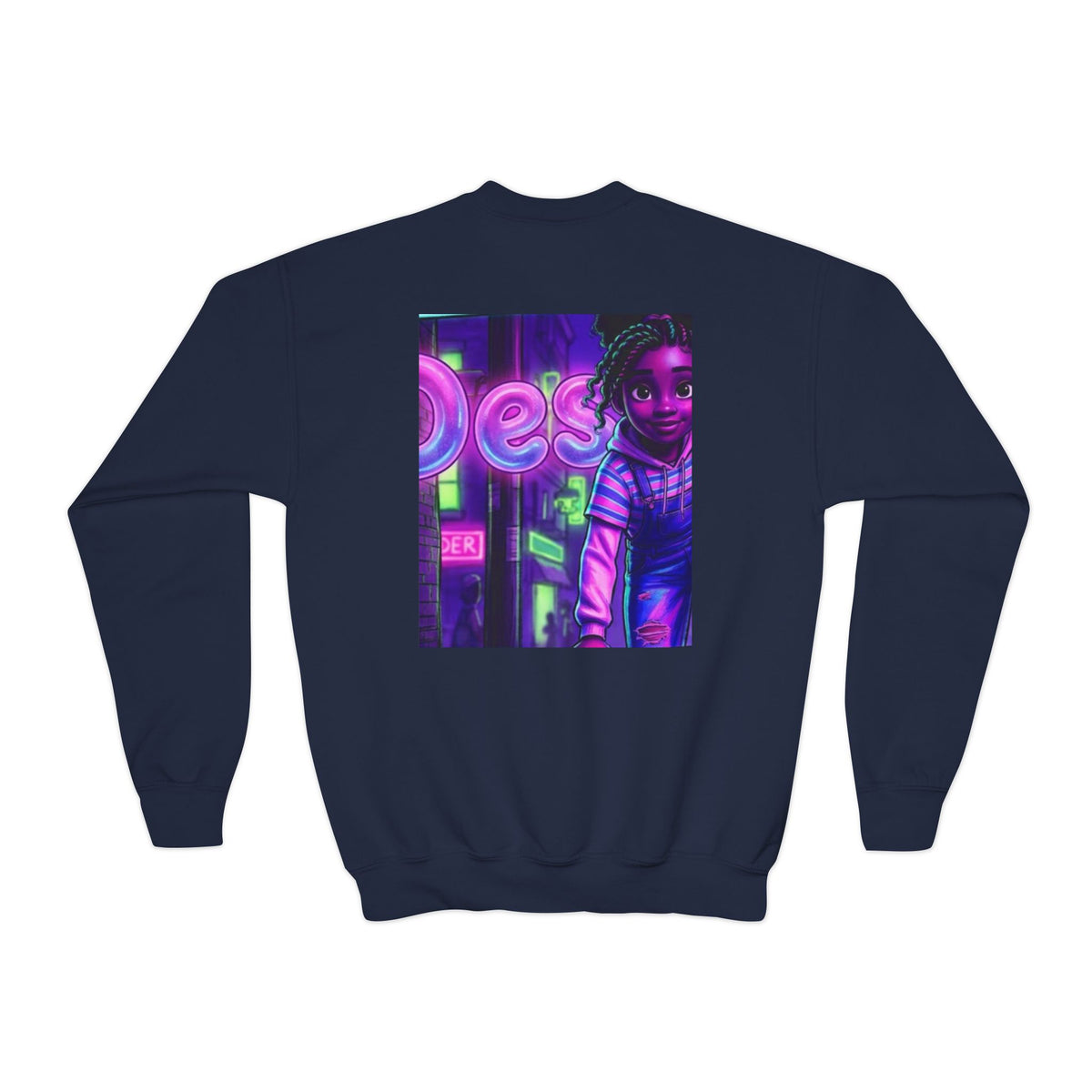 Youth “Destiny” Retro Neon Graphic Crewneck Sweatshirt