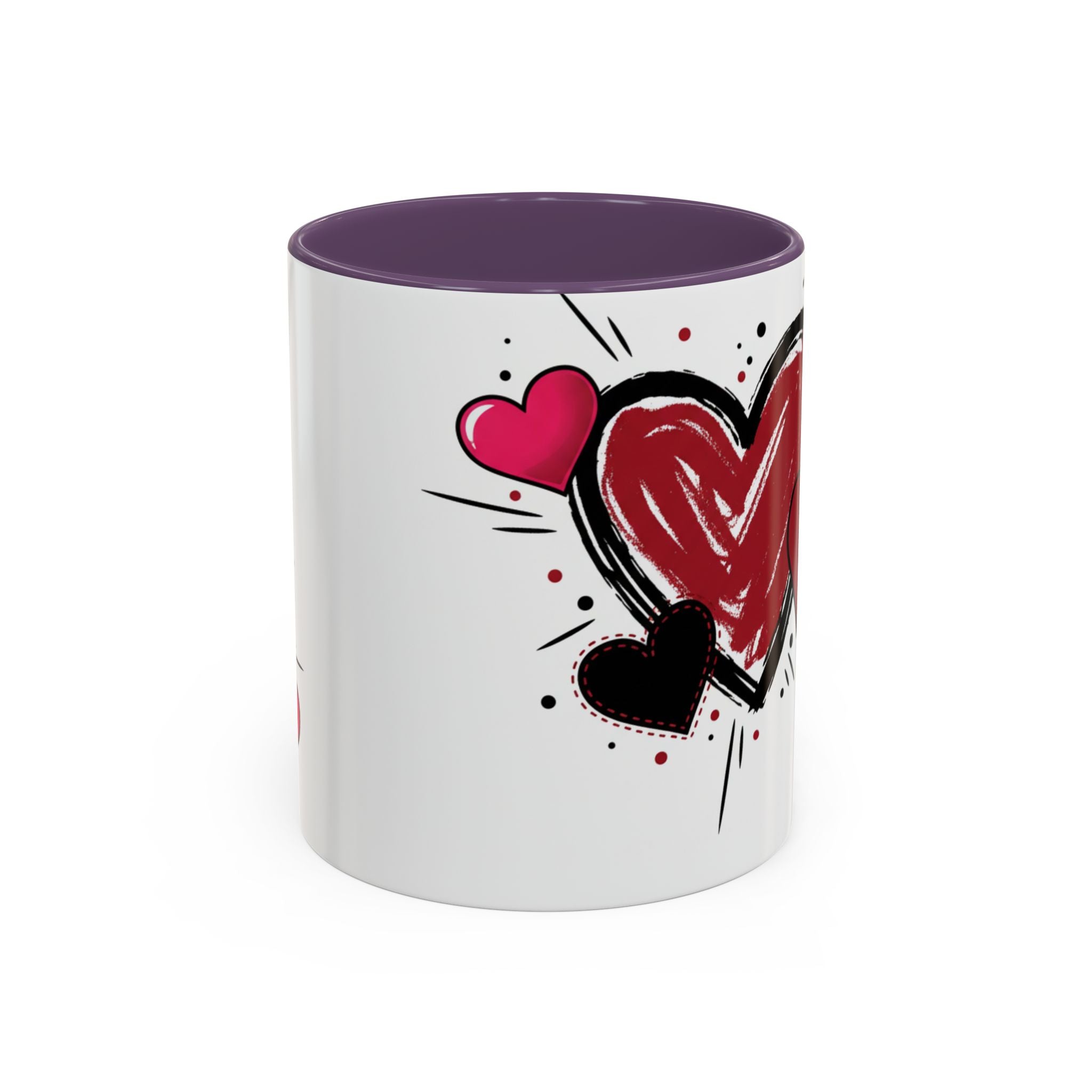 Hand-Drawn Hearts Accent Coffee Mug – Romantic Valentine’s Day Gift (11/15oz)