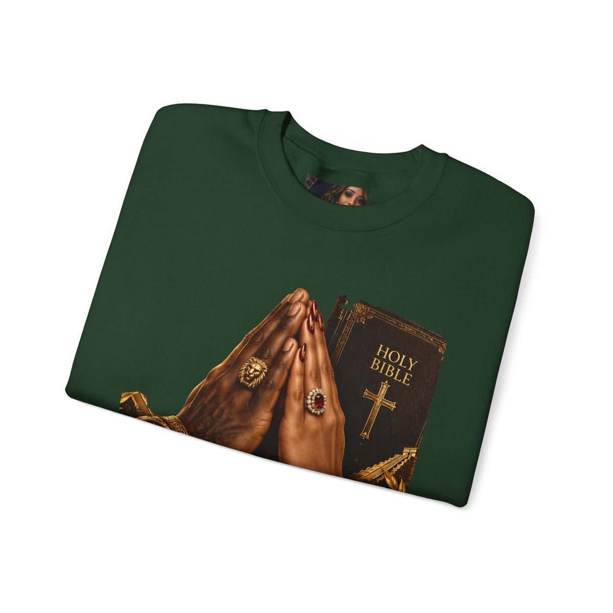 Holy Bible Praying Hands Religious Crewneck Sweatshirt