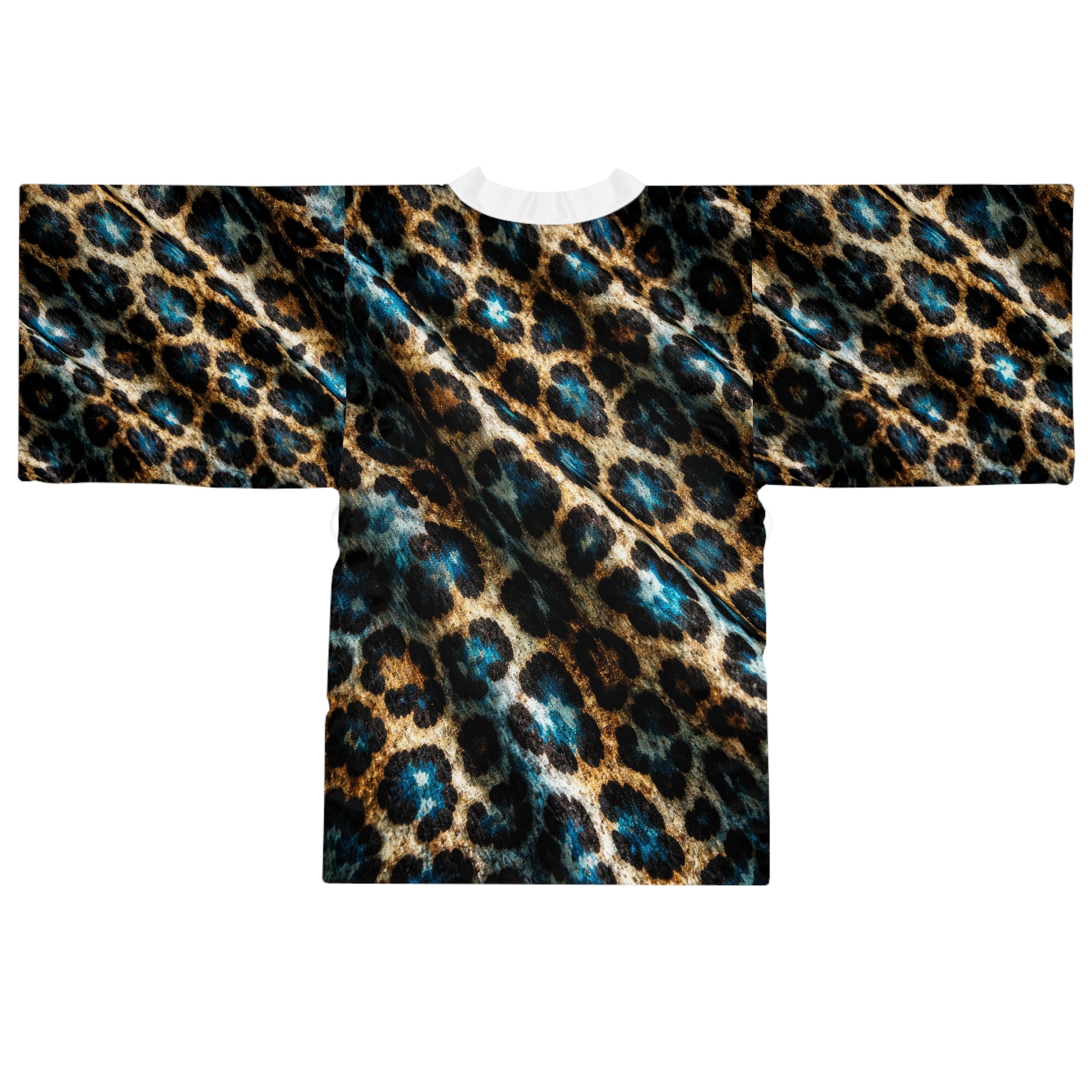 Leopard Print Kimono Robe — Long Sleeve AOP Lounge Jacket