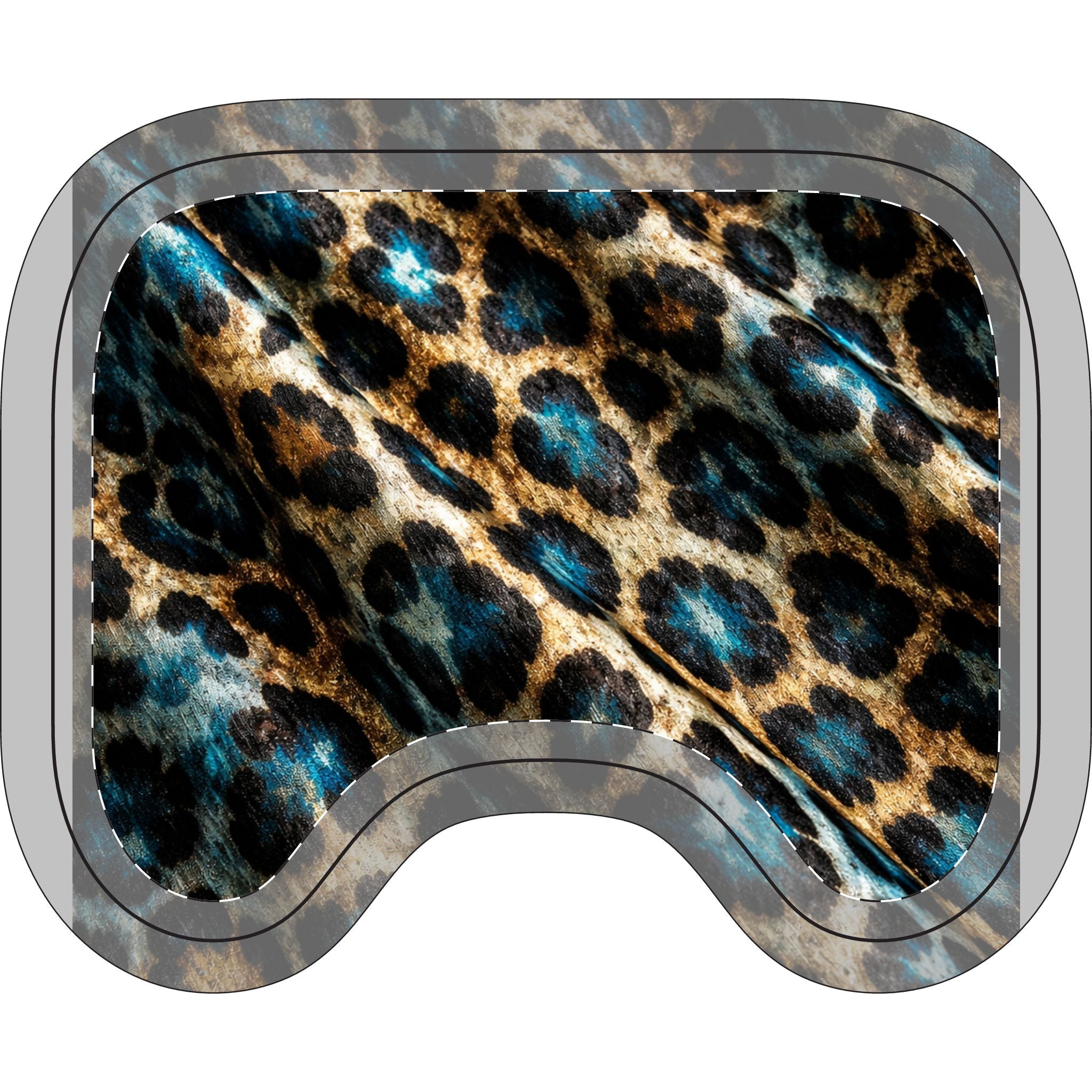 Leopard Print Toilet 3-Piece Bath Set — Blue Accent Bathroom Rug & Lid Cover