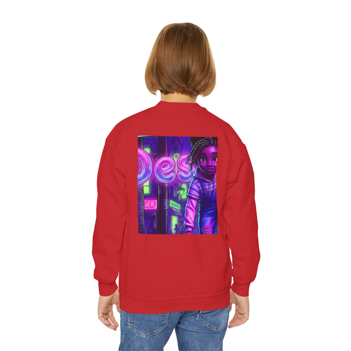 Youth “Destiny” Retro Neon Graphic Crewneck Sweatshirt