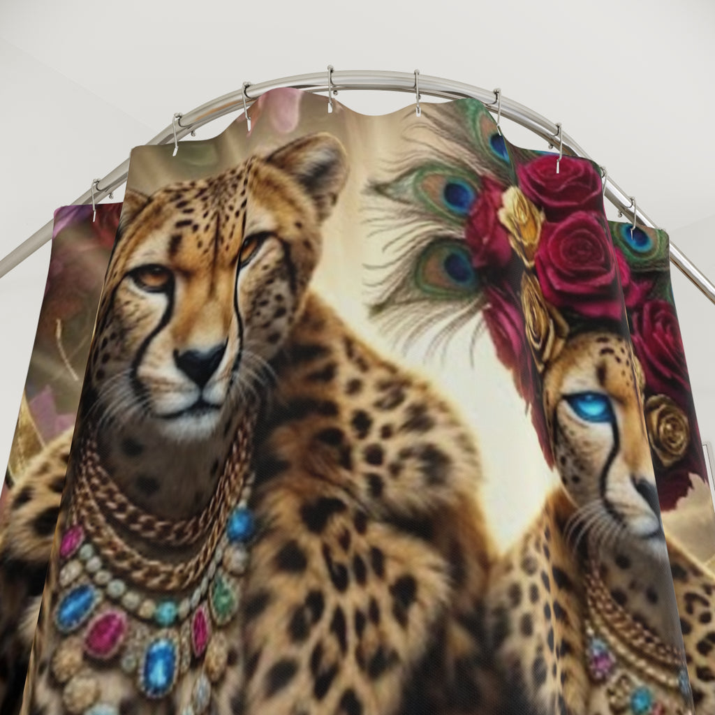 Majestic Leopard Couple Shower Curtain