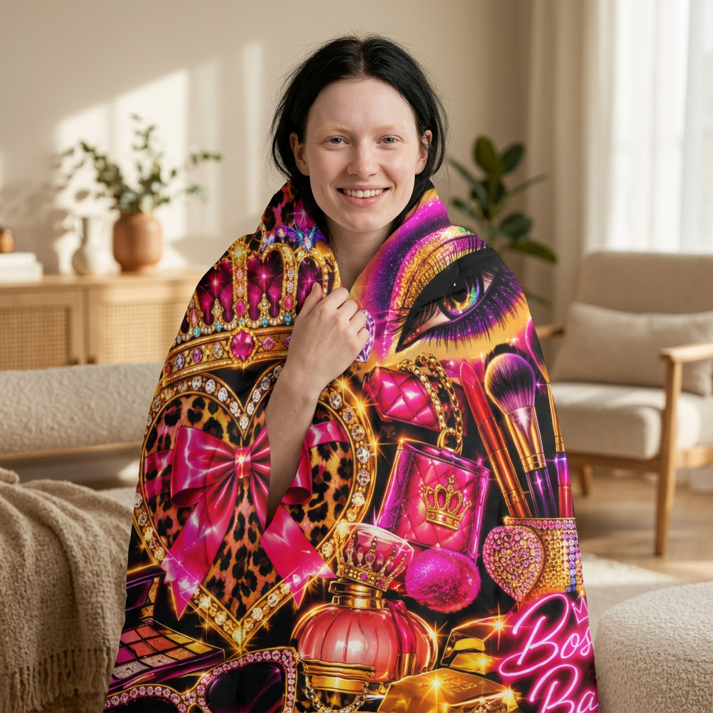 Glam Boss Babe Comforter — Leopard Crown, Makeup & Perfume Luxe Bedding