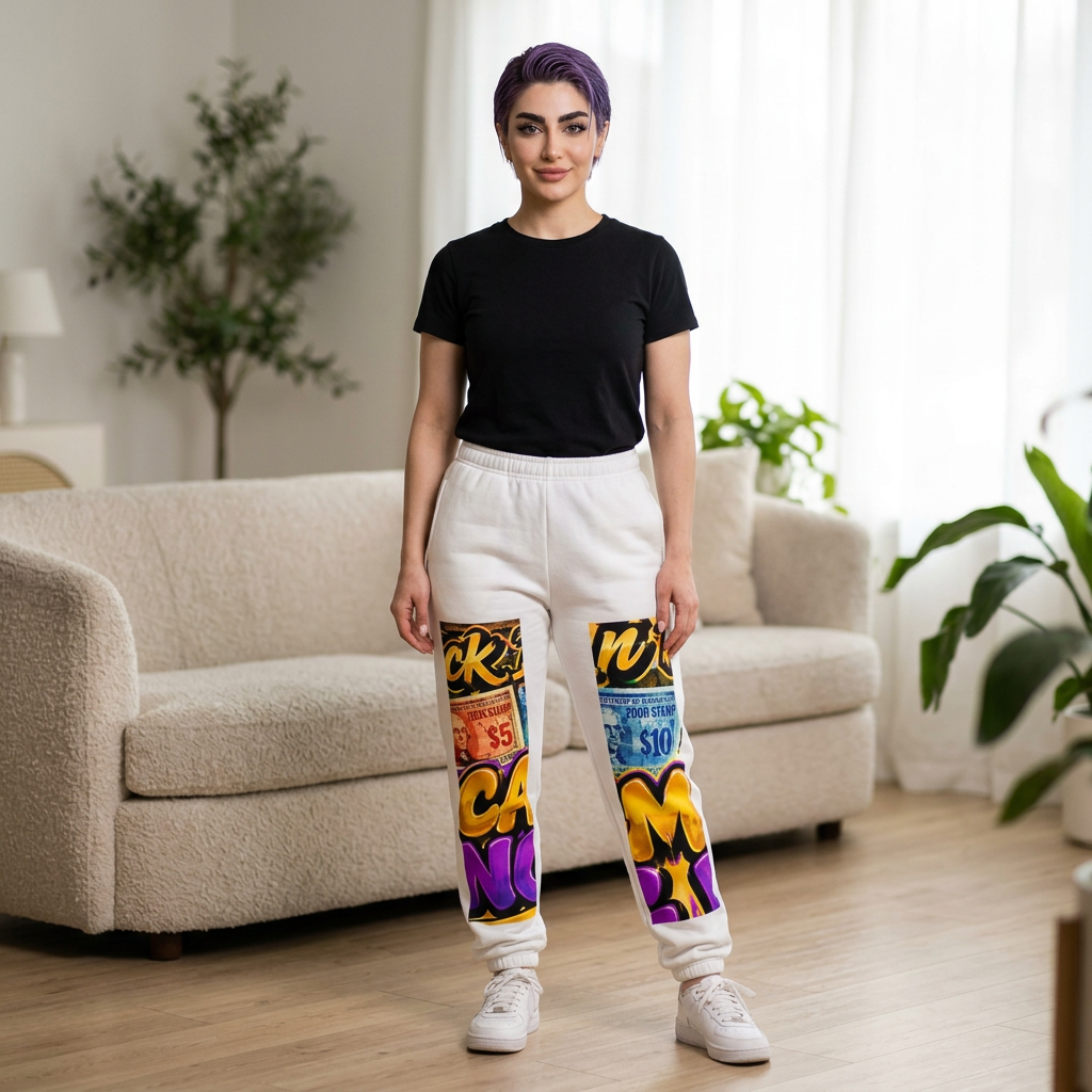 Money Graphic Sweatpants — Colorful Casino Jackpot Leg Art