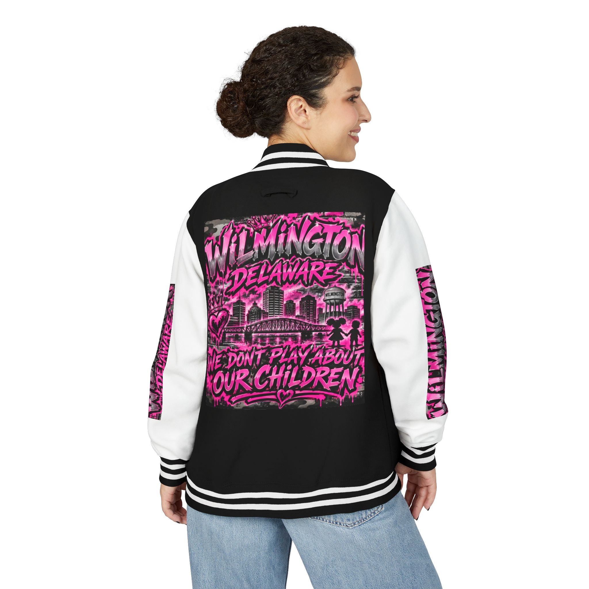 Wilmington Delaware Letterman Jacket — 'We Don't Play About Our Children' Varsity Coat