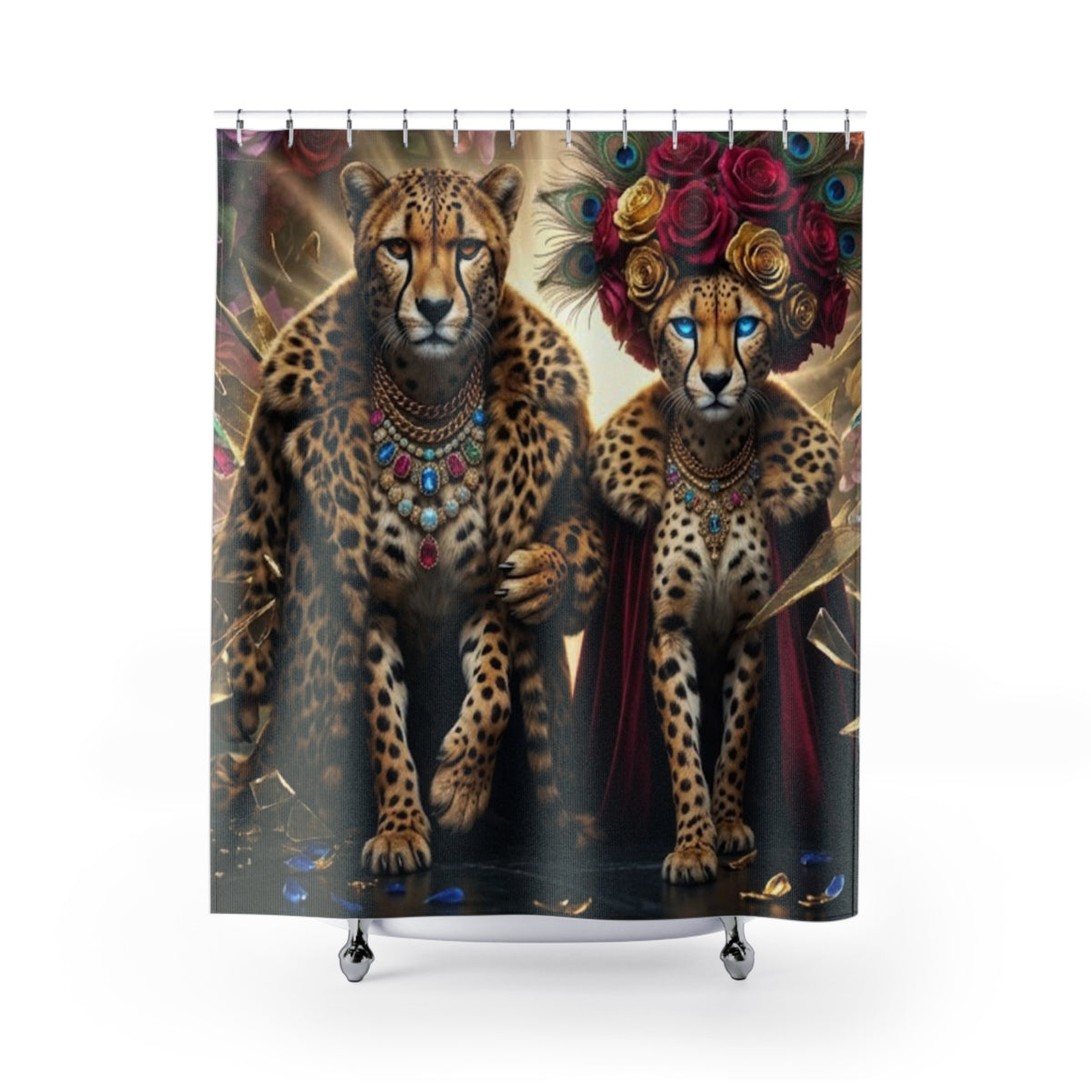 Majestic Leopard Couple Shower Curtain