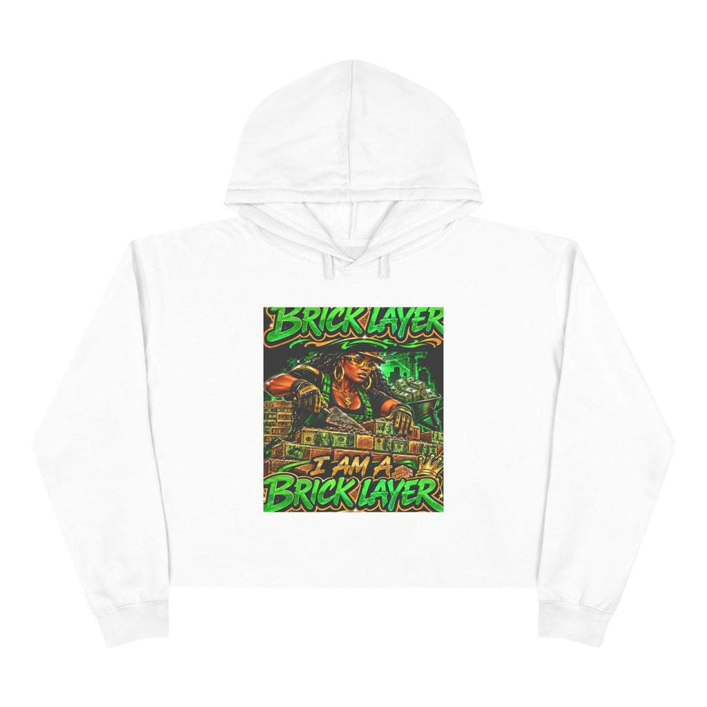 Bricklayer Crop Hoodie — I Am A Bricklayer Graphic Hoodie for Construction Workers