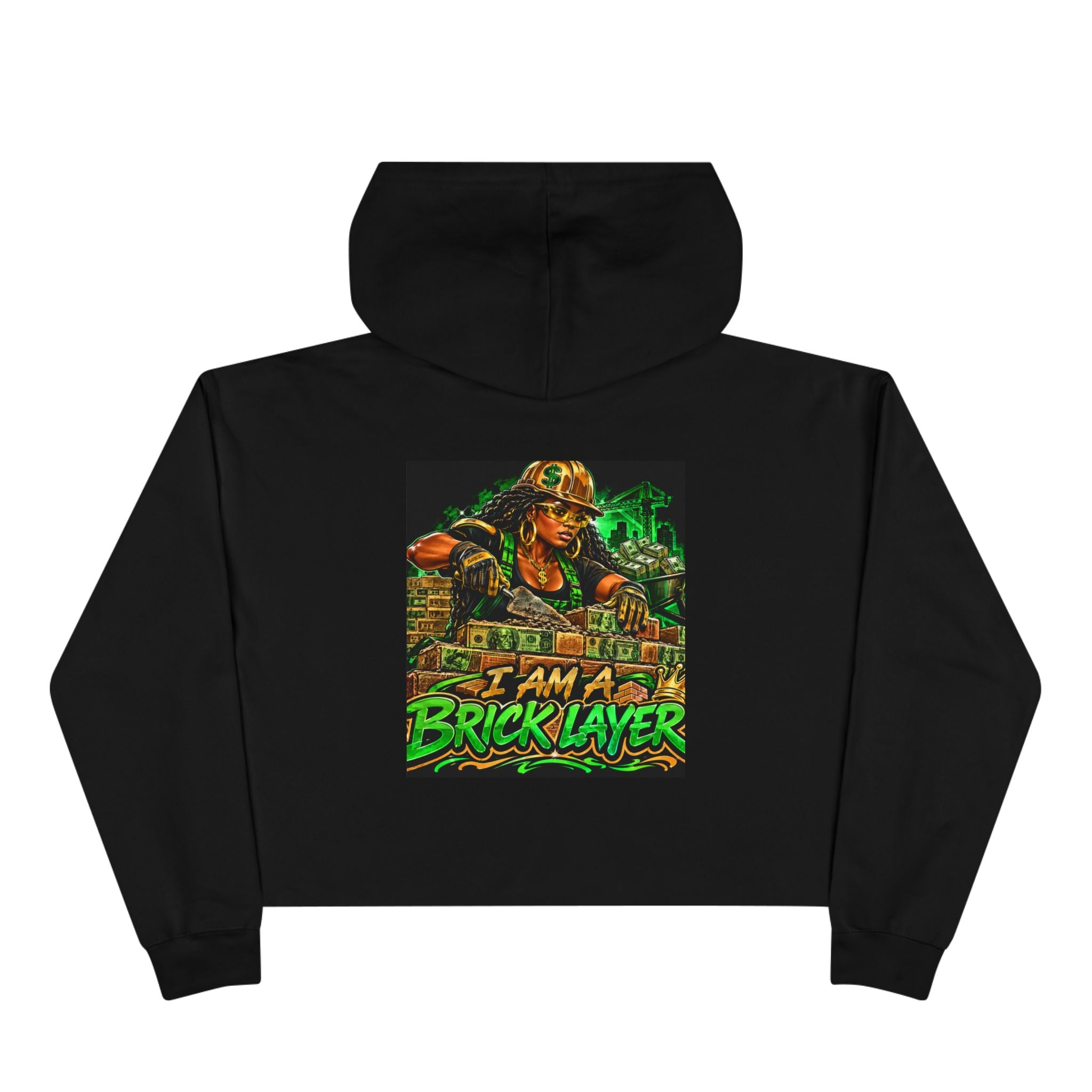 Bricklayer Crop Hoodie — I Am A Bricklayer Graphic Hoodie for Construction Workers