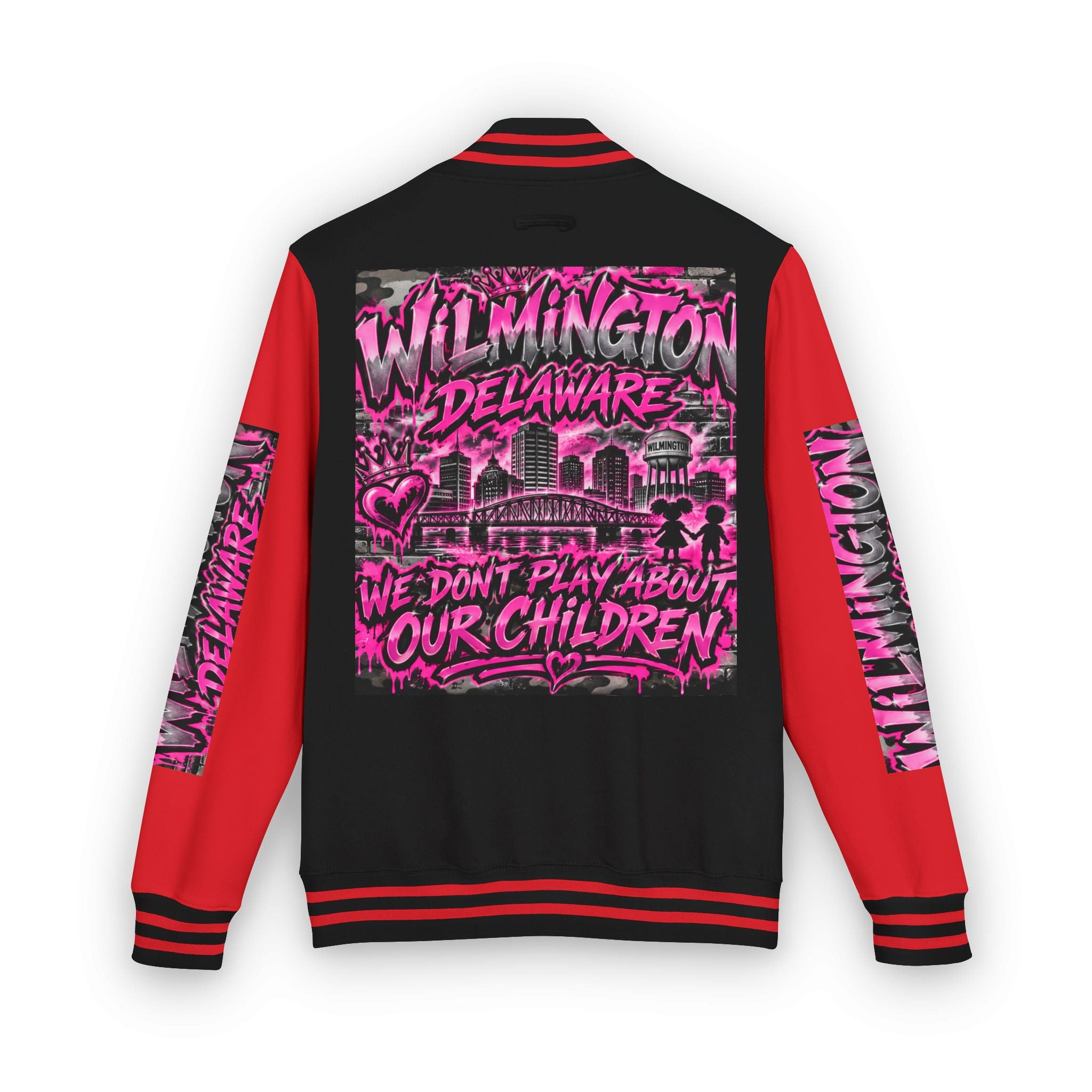 Wilmington Delaware Letterman Jacket — 'We Don't Play About Our Children' Varsity Coat