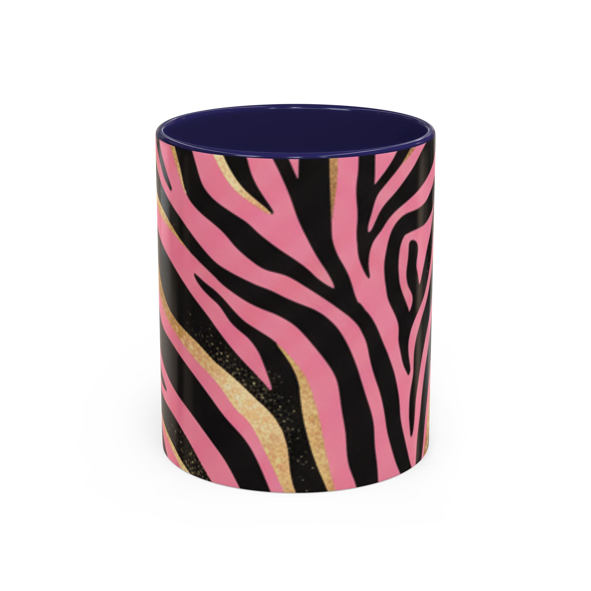Pink & Gold Zebra Accent Coffee Mug — Stylish Animal Print Ceramic Mug (11/15oz)