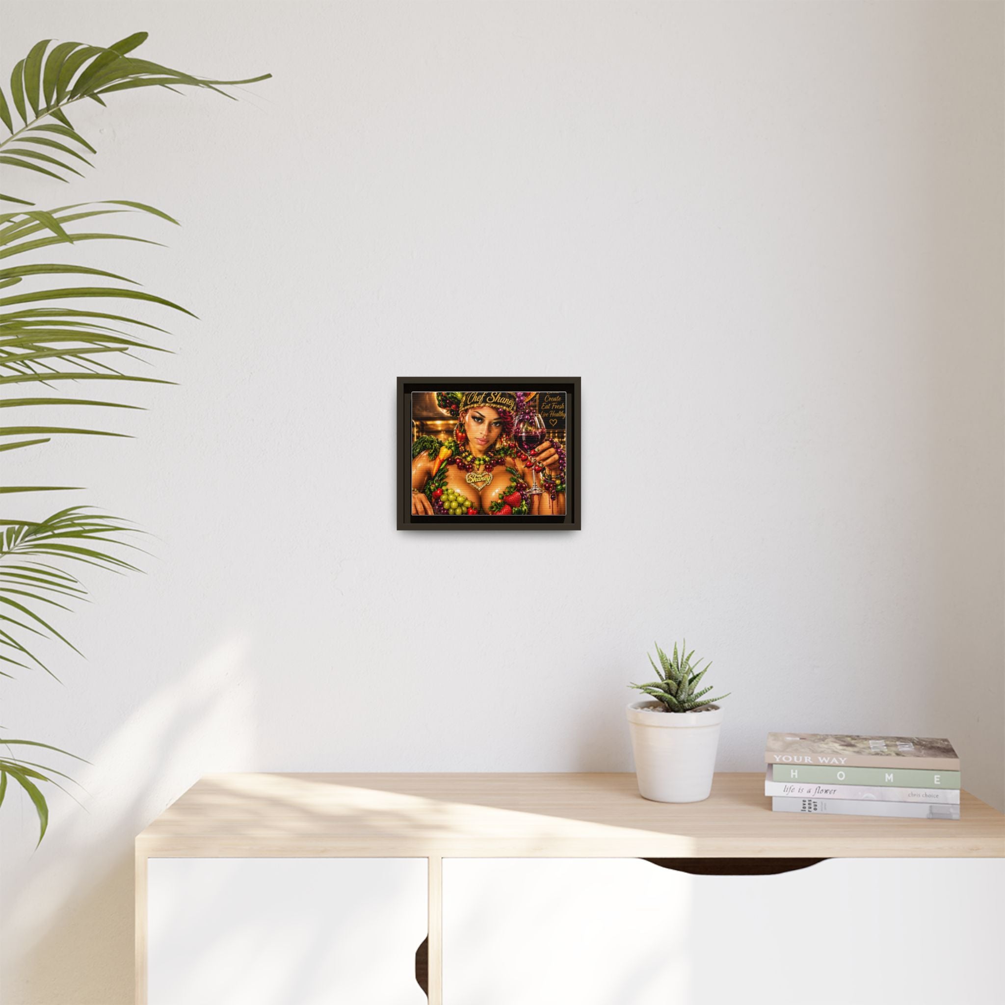 Chef Shaney Fruit Goddess Matte Framed Canvas — "Eat Fresh Live Healthy" Kitchen Wall Art