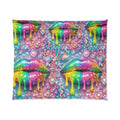 Rainbow Drip Lips Comforter — Vibrant Gemstone Pop Art Bedding