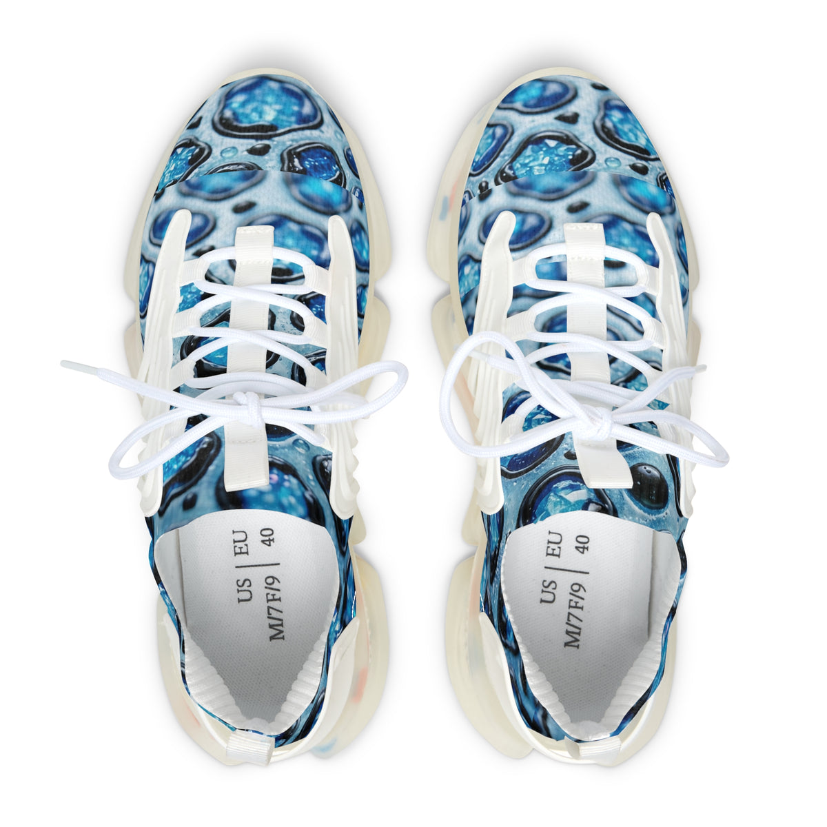 Women's Blue Marble Mesh Sneakers