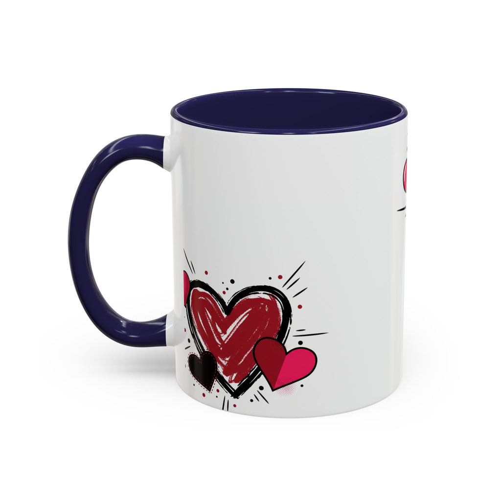 Hand-Drawn Hearts Accent Coffee Mug – Romantic Valentine’s Day Gift (11/15oz)